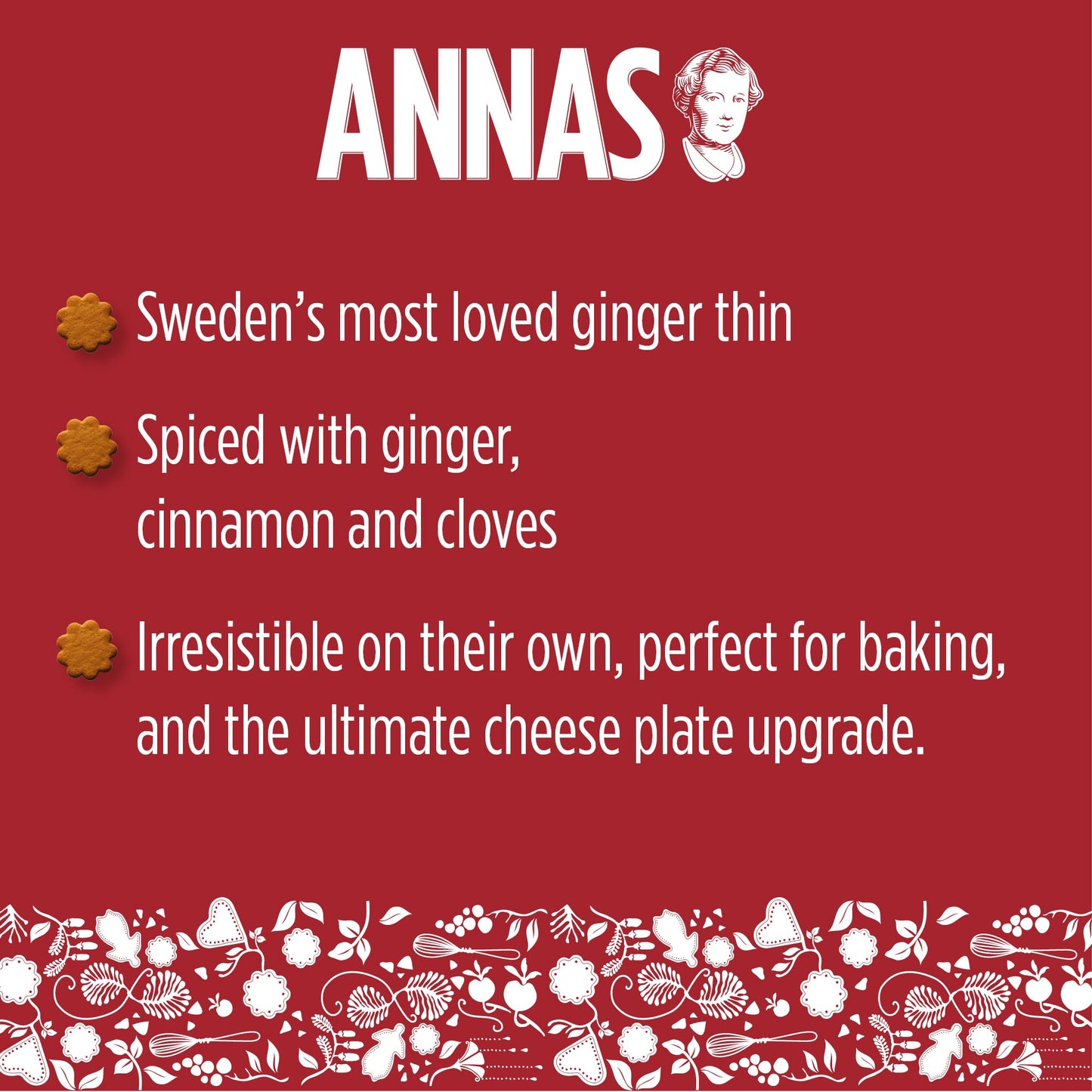 Annas Thins Tins - Ginger Pepparkakor Holiday Tin - 15.3 Ounce Tin (Pack of 1) non GMO + Vegan