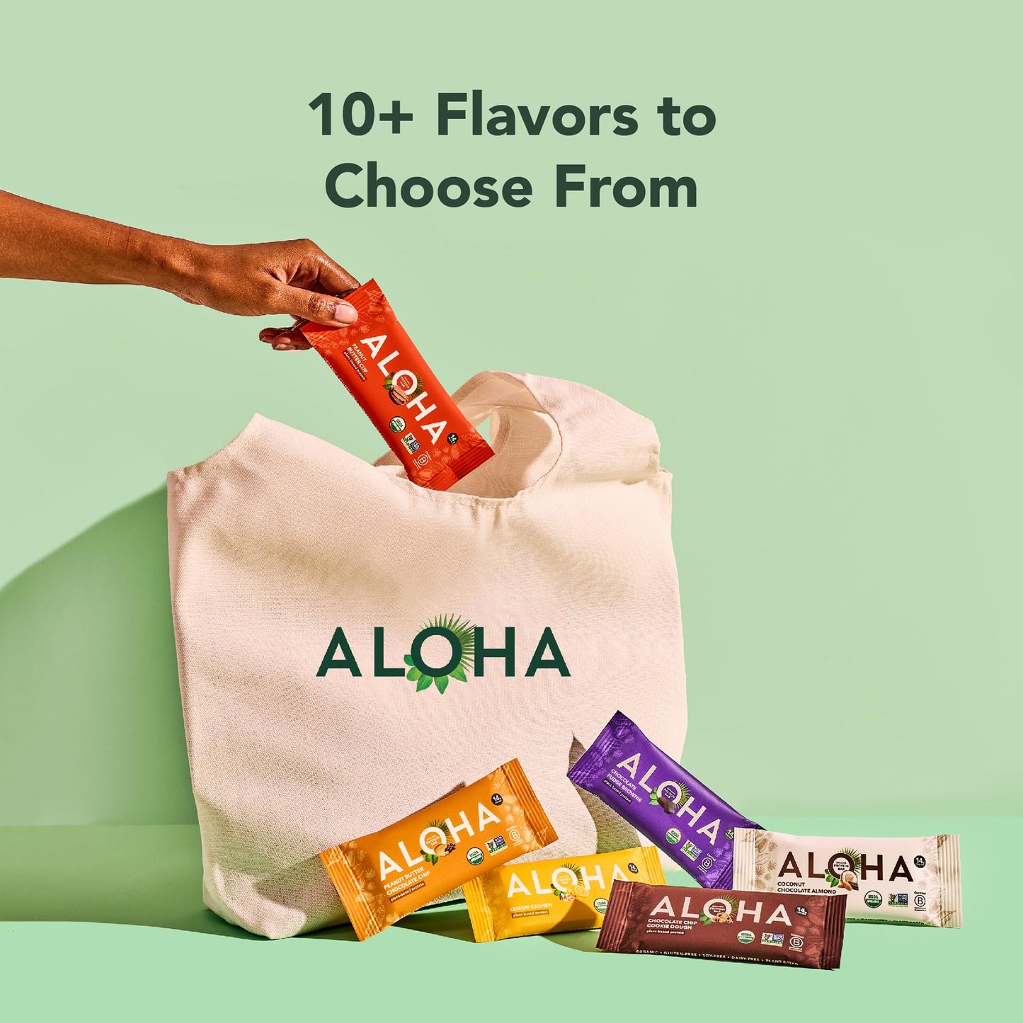 ALOHA Organic Plant Based Protein Bars - Vegan, Low Sugar, Gluten-Free, 12 Count, Chocolate Coconut Almond, Model 0842096109119