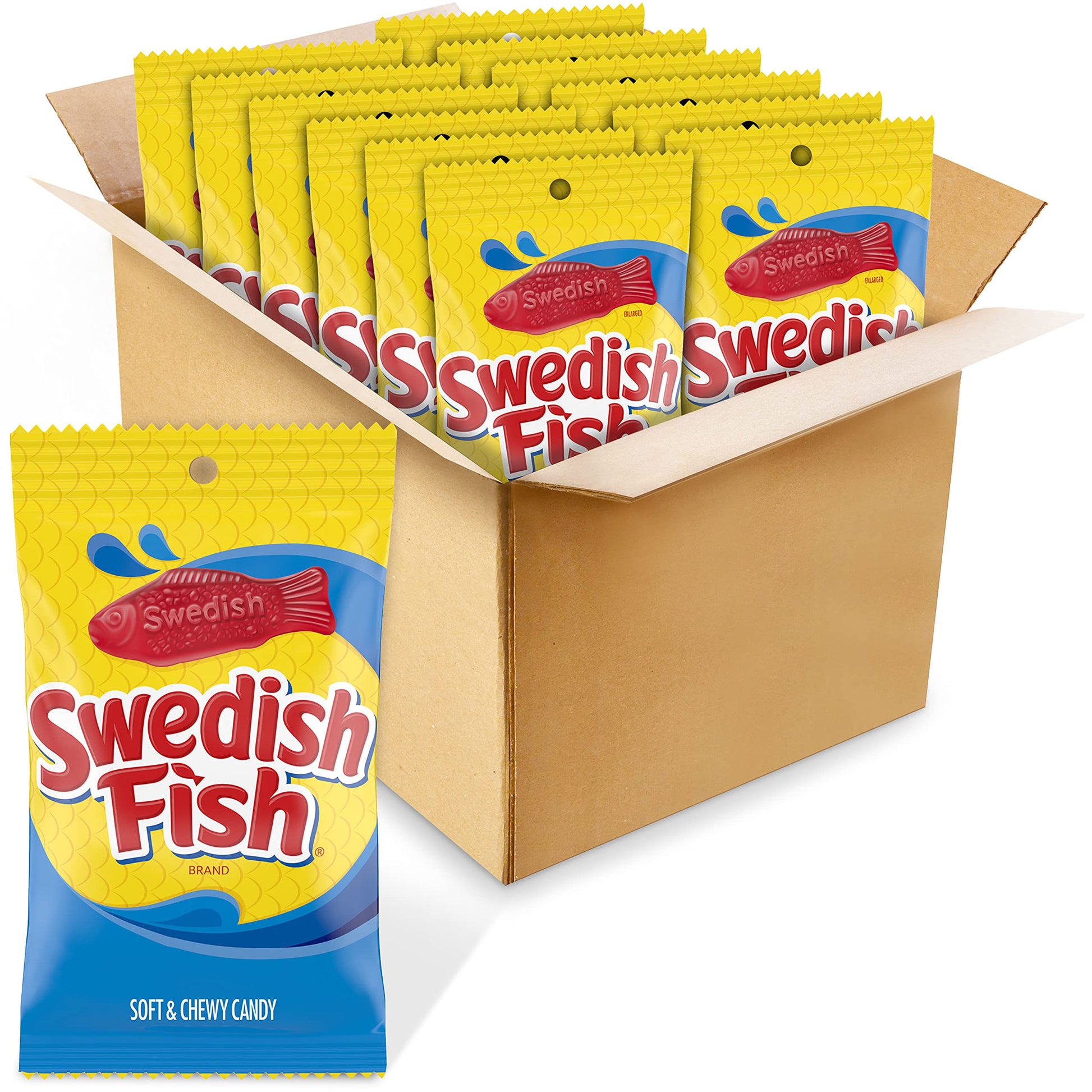 Swedish Fish Soft & Chewy Candy, Bulk Candy, 12-8 Oz Bags