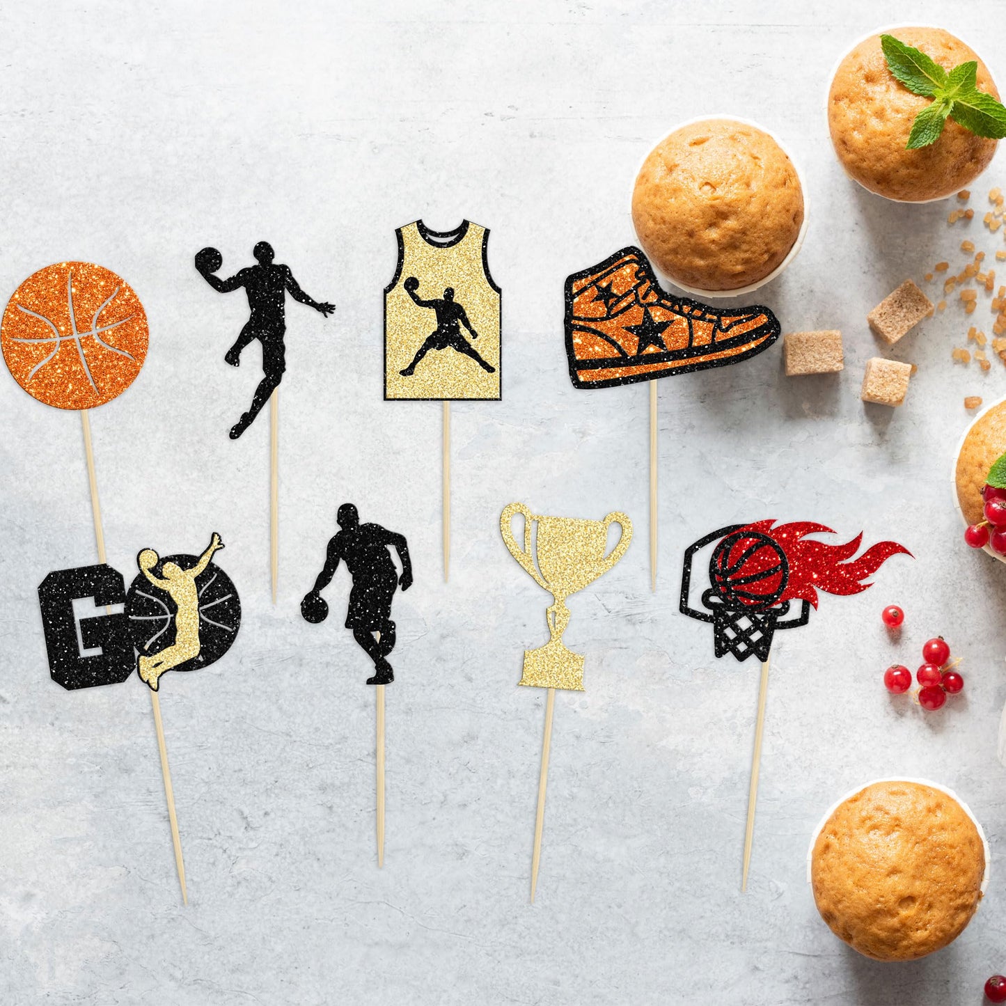 24 Pack Basketball Cupcake Toppers Basketball Player Basketball Apparel Cupcake Picks Baby Shower Basketball Players Sports Them