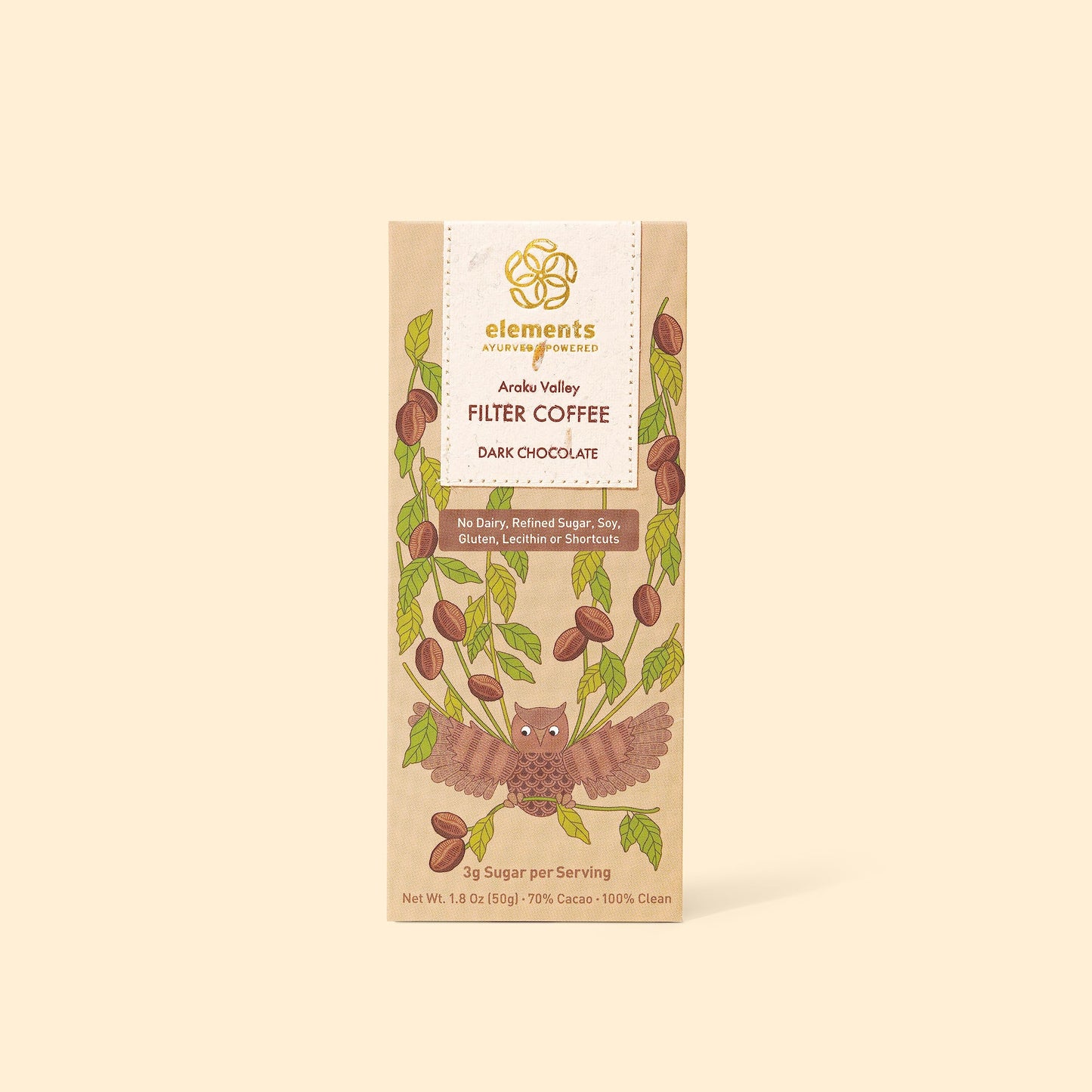 Elements Truffles Filter Coffee Dark Chocolate Bar - Heavy Metal Tested - Dairy Free Chocolate Bar - Paleo, Gluten Free, Non-Gmo