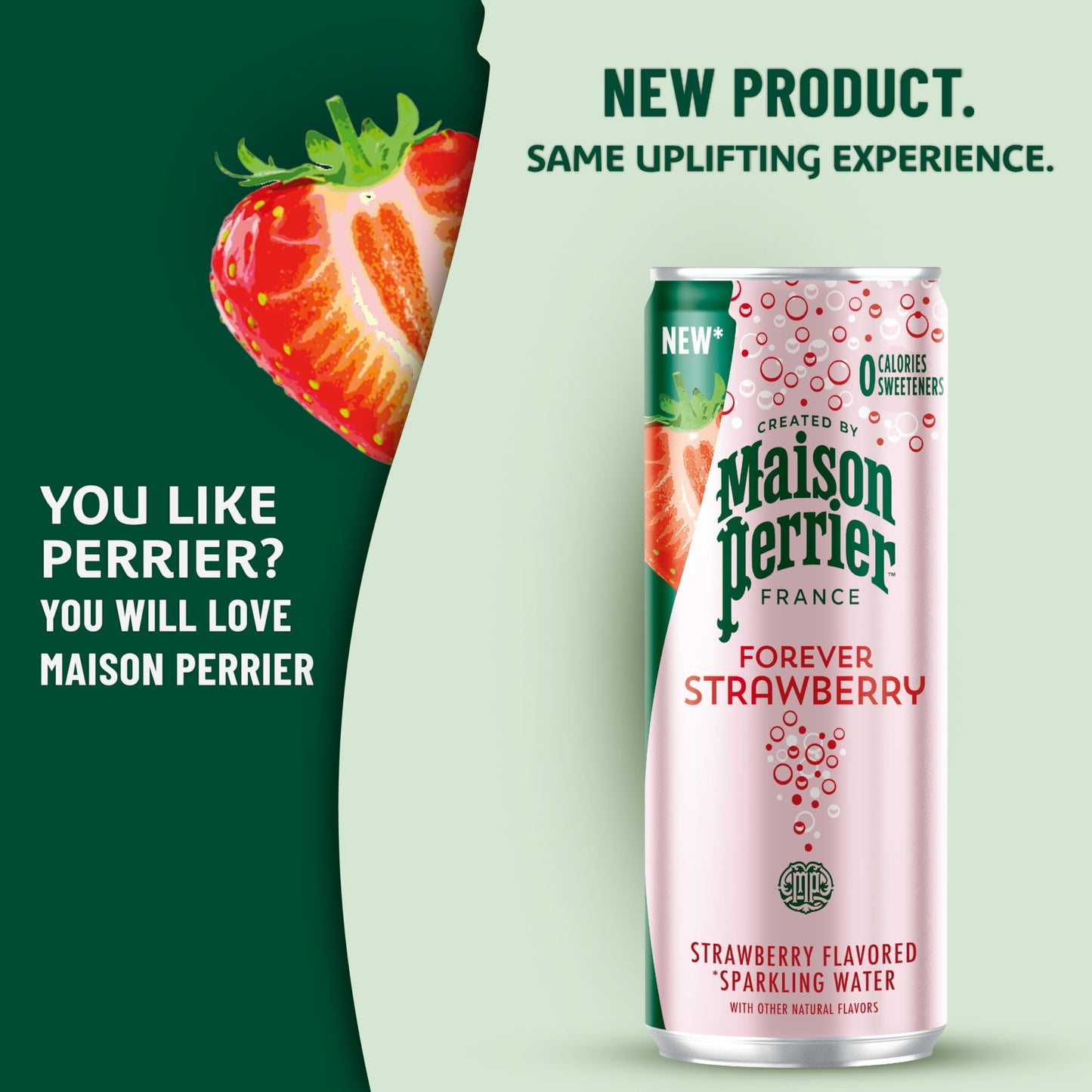 Maison Perrier Strawberry Flavored Sparkling Water, 11.15 Fl Oz Cans, 8 Count, Pack of 3