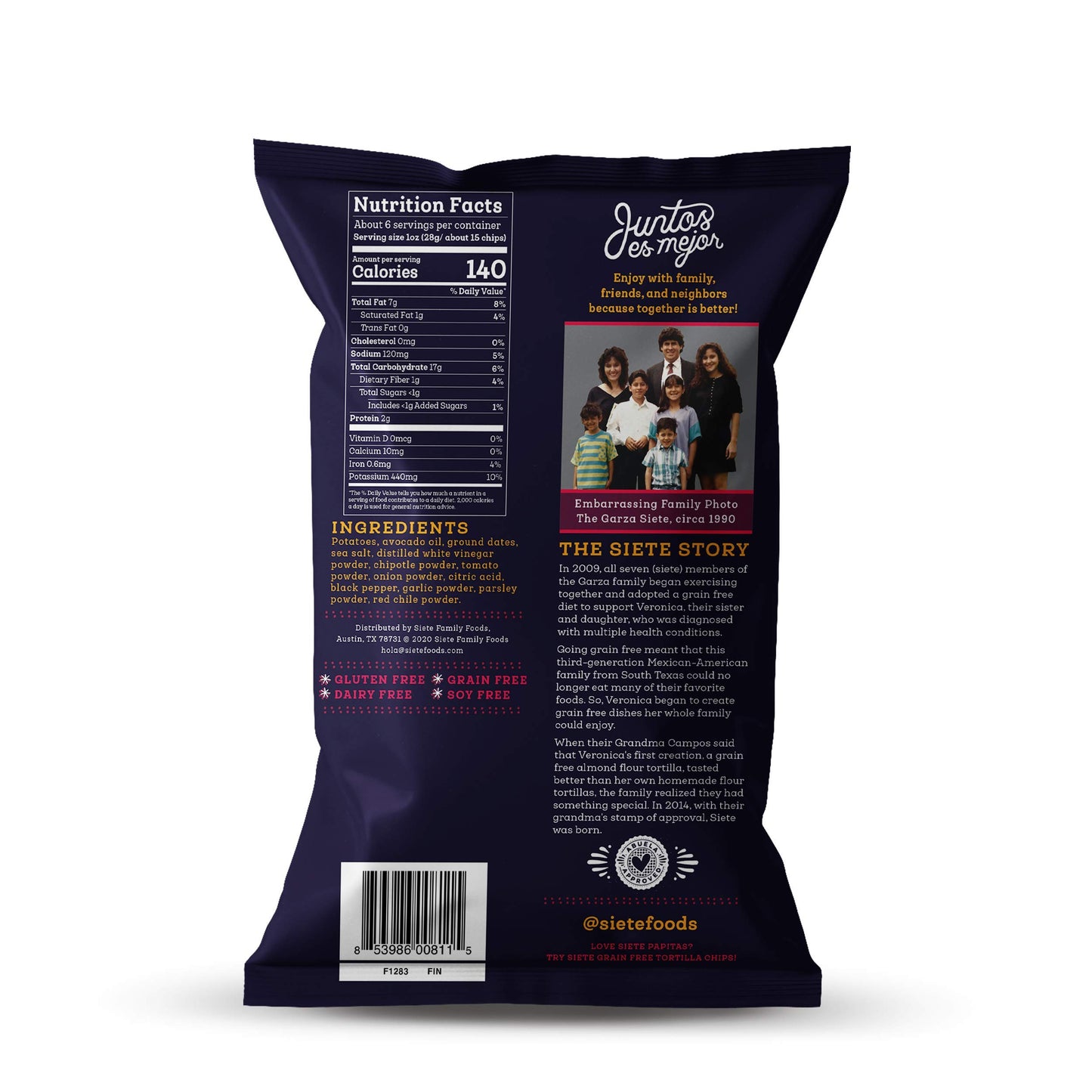 Siete Grain Free Potato Chips - Kettle Cooked | Gluten Free Chips | Vegan Snacks | Non GMO | Variety Pack, Sea Salt, Sea Salt &