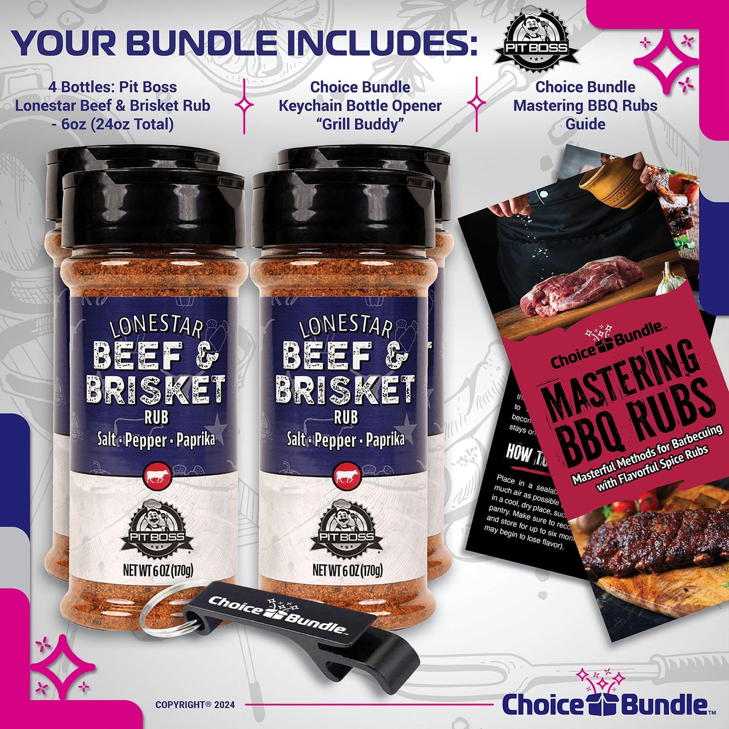 Pit Boss BBQ Mixed Seasoning Spice & Rub Bundle, 24 oz (4 x 6 oz)