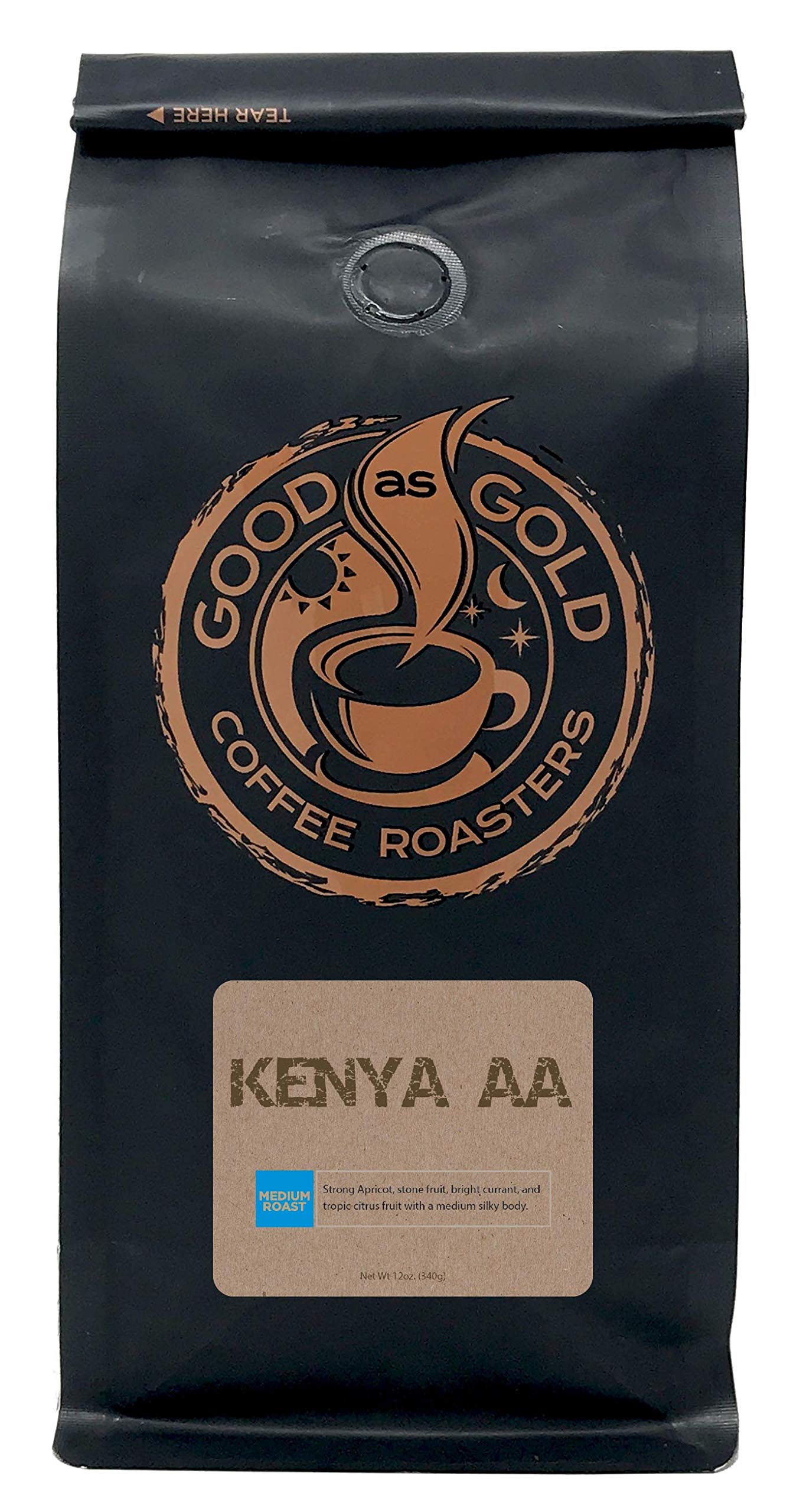 Kenya Aa Coffee Beans, Medium Roast, 12 Oz Bag, Whole Bean - Good As Gold Coffee Roasters