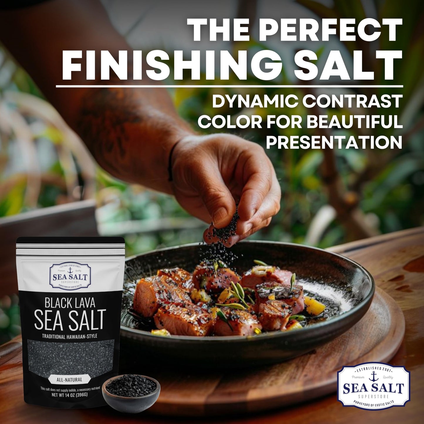 Sea Salt Superstore Hawaiian Black Lava Sea Salt with Activated Charcoal, 30 oz Bag