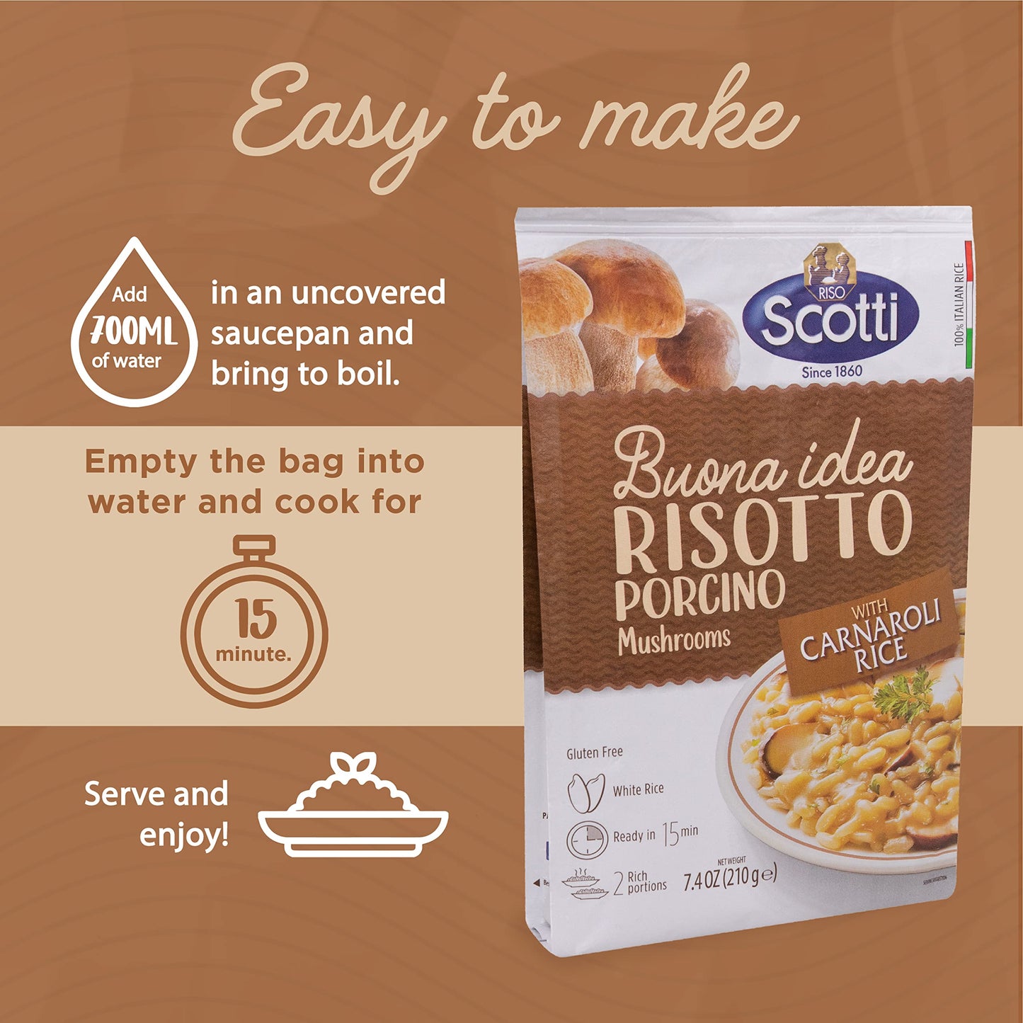 Riso Scotti 4 Pack, Italian Risotto, Carnaroli Rice, Ready Meals, Easy to Cook, Italian Seasoned Risotto, Easy Dinner Side Dish,