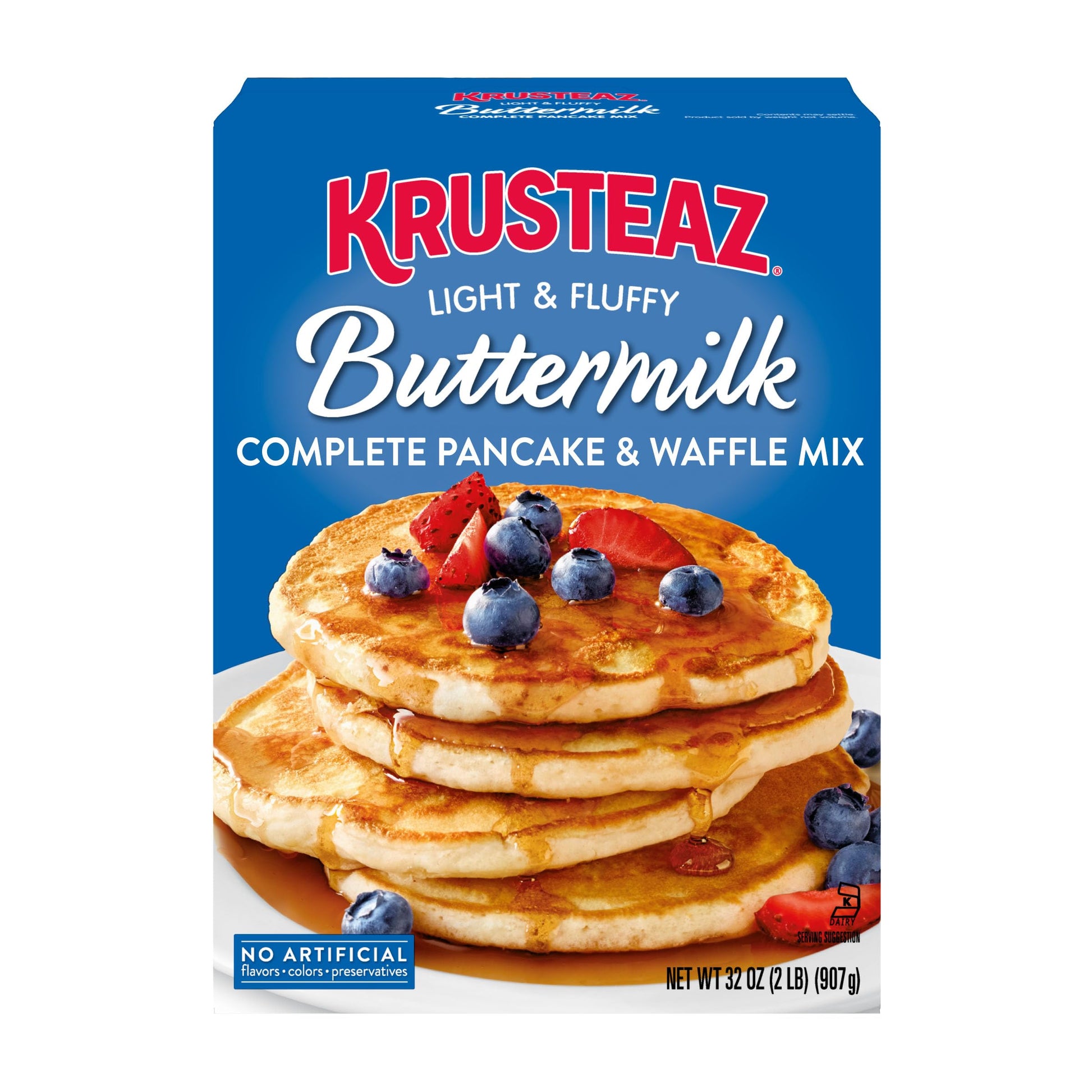 Krusteaz Light and Fluffy Buttermilk Complete Pancake Mix, Waffle and Pancake Mix, Just Add Water, 32 oz Box