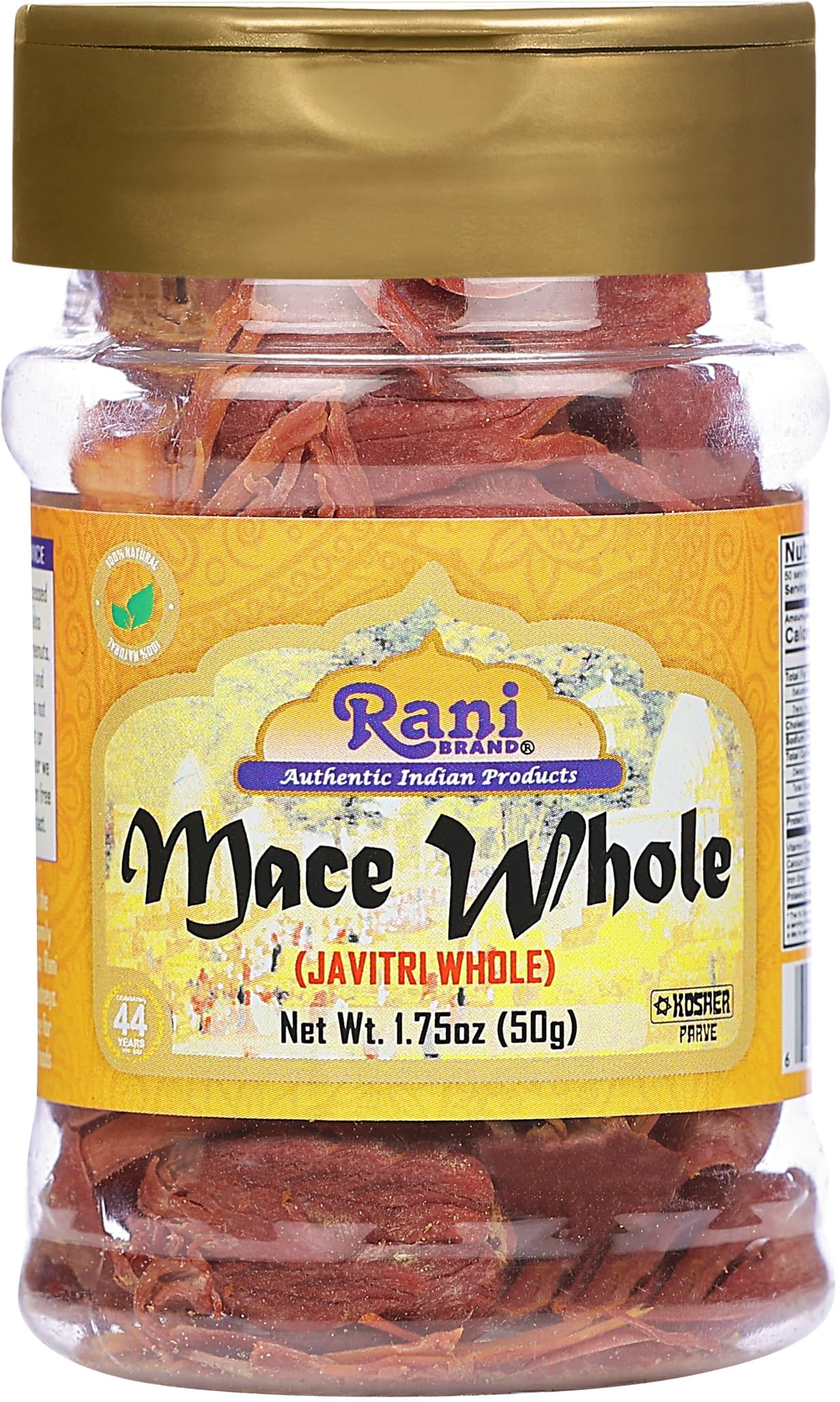 Rani Mace Whole (Javathri) Spice, All Natural, Vegan, 1.75oz (50g) PET Jar, Indian Origin