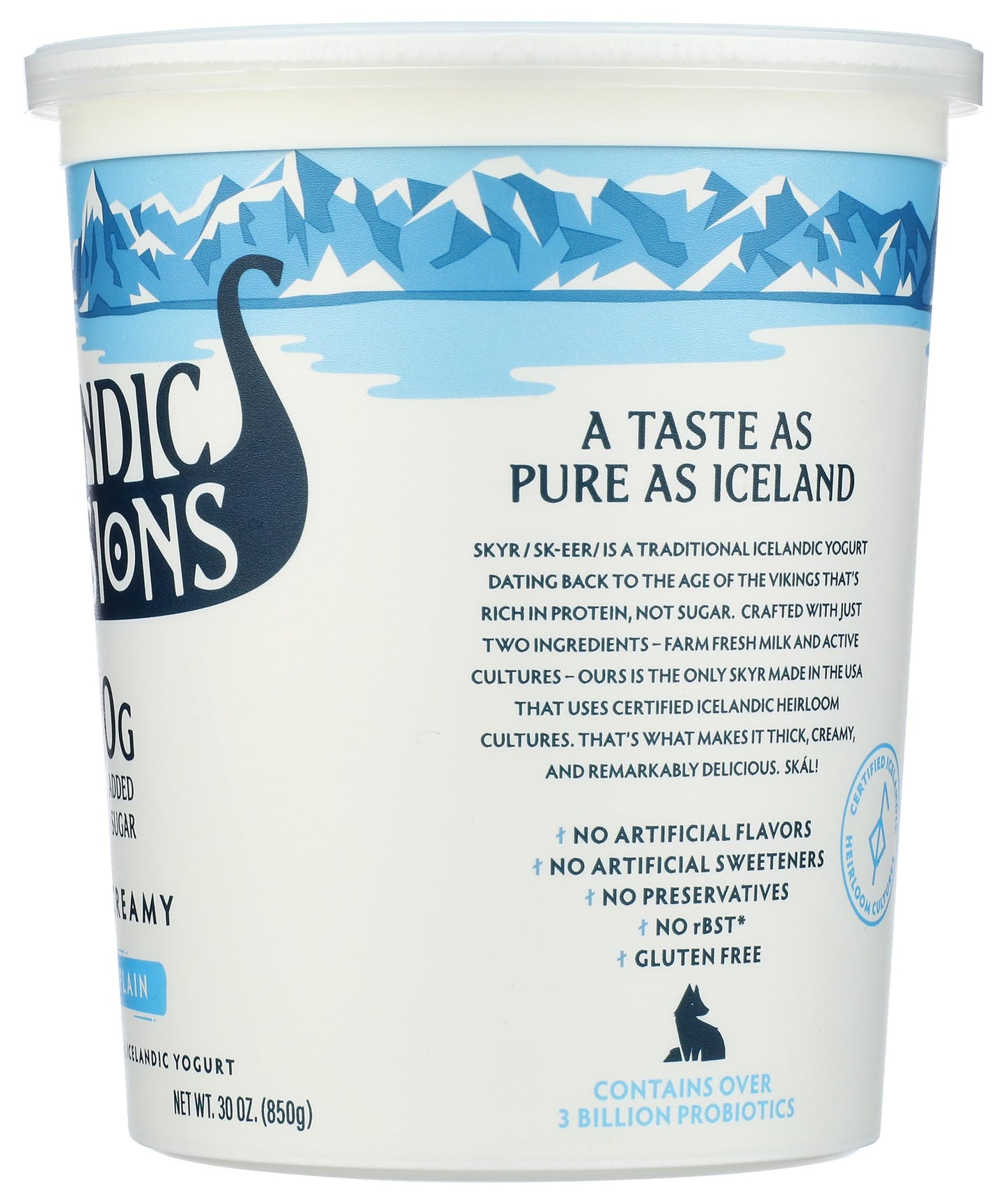 Icelandic Provisions 30 oz Traditional Skyr Yogurt, Low Fat