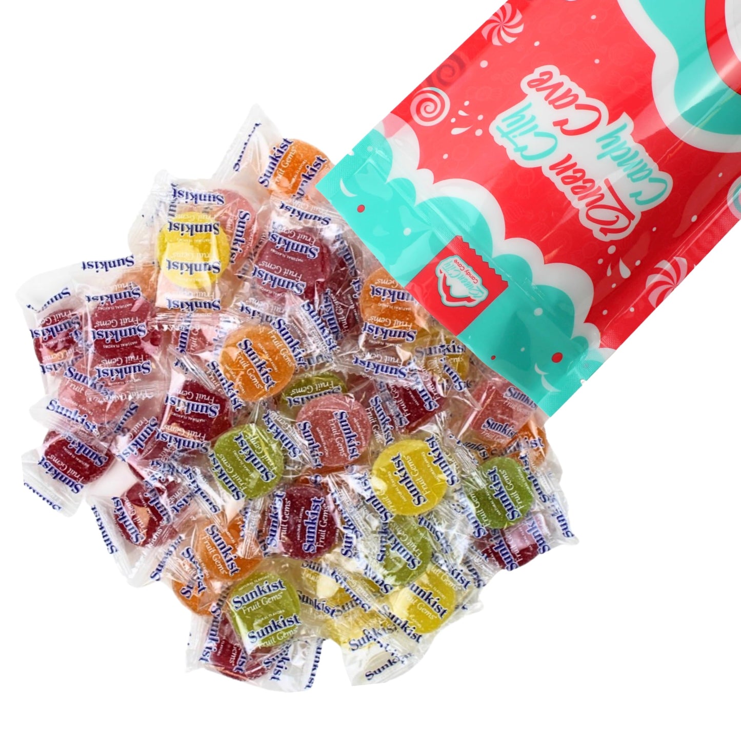 Bright Sunkiss Fruit Gems  Individually Wrapped Sugar Dusted Soft Gel Candy  Fruit Slice Flavored Jelly Gummies by Queen City Candy Cave (1 Pound)