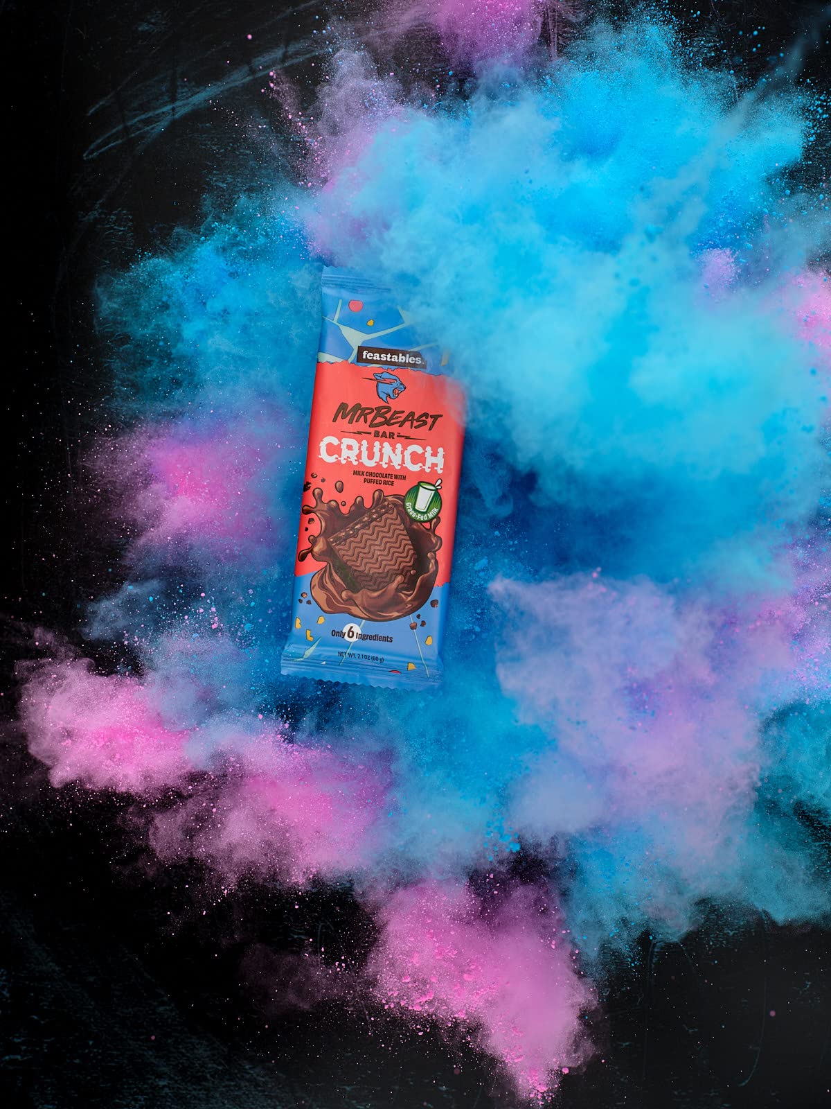 Feastables Milk Chocolate Crunch Bars - Made with Grass-Fed Milk Chocolate and Organic Cocoa. Only 6 Ingredients, 10 Count