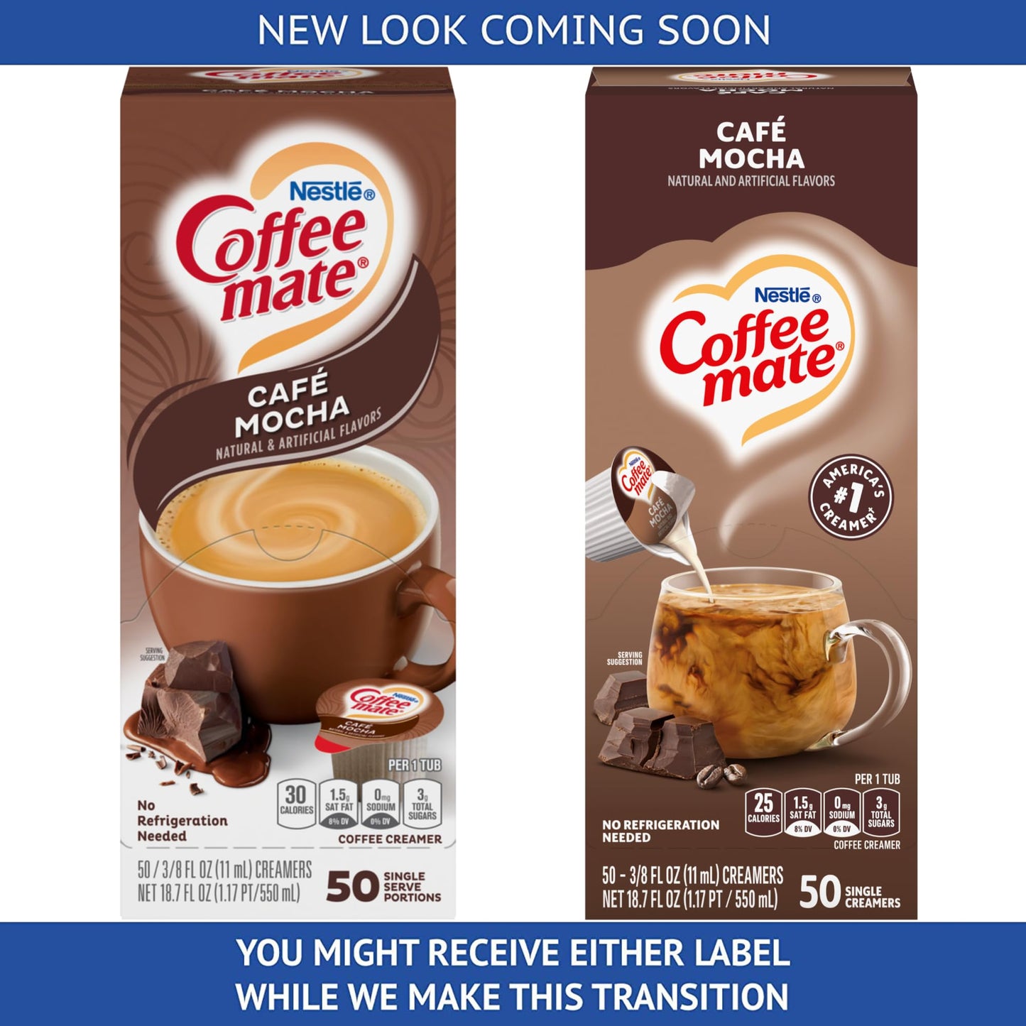 Nestle Coffee Mate Liquid Coffee Creamer Singles Variety Pack, Snickers, Vanilla Caramel, Cafe Mocha, 50 Ct Box (Pack Of 3)