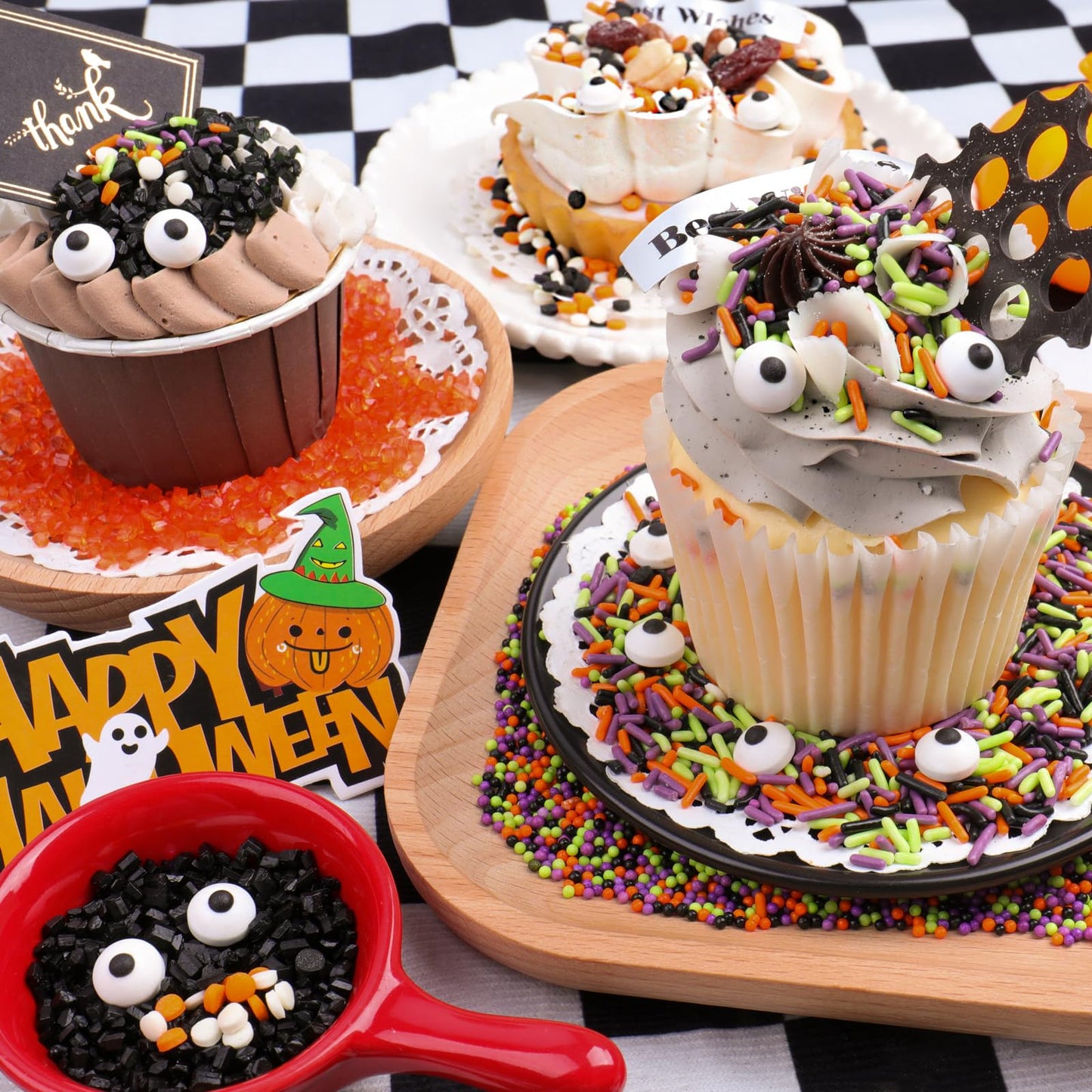Halloween Sprinkles Edible  5oZ Fall Eyeball Sprinkles for Cake Decorating with White Black Orange Confetti Nonpareils Jimmies and Sugar  Cupcakes Cookie Ice Cream Baking Toppings