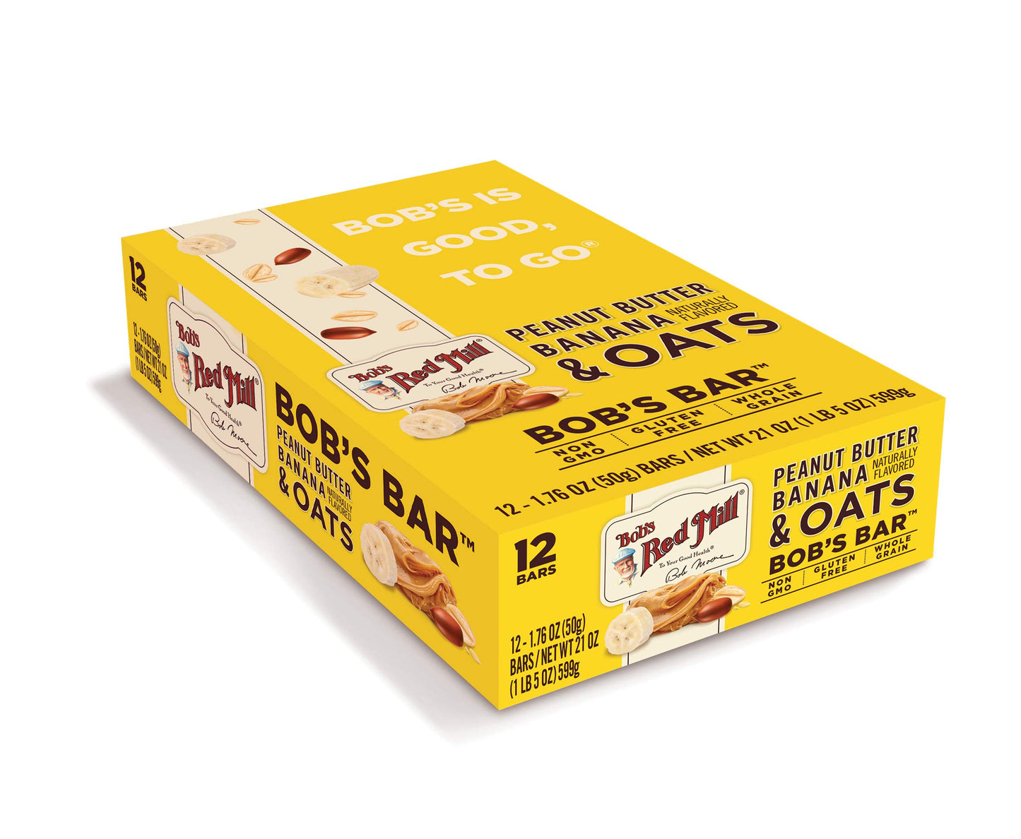 Bob's Red Mill Peanut Butter Banana & Oats Snack Bar - 1.76 Ounce (Pack of 12) - Gluten Free, Non-GMO, Whole Grain