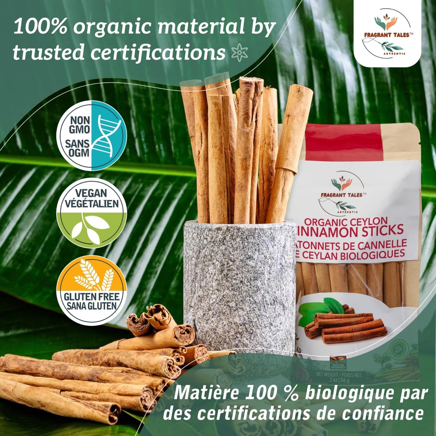Premium Organic Ceylon Cinnamon Sticks - 1 Oz (28G), 4'' Cut 5 To 7 Sticks, True Ceylon, Usda Certified, Non-Gmo, Gluten-Free, P