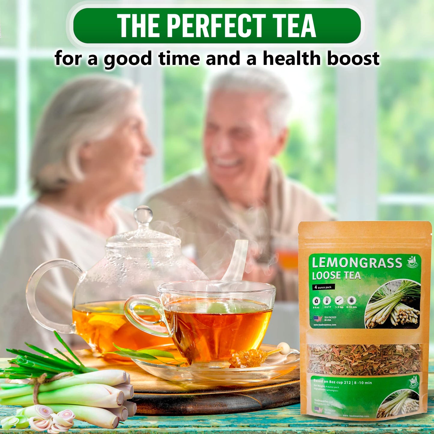 TeaDreamTea Lemongrass Tea Loose Leaf Herbal Tea – Caffeine Free – 4 oz