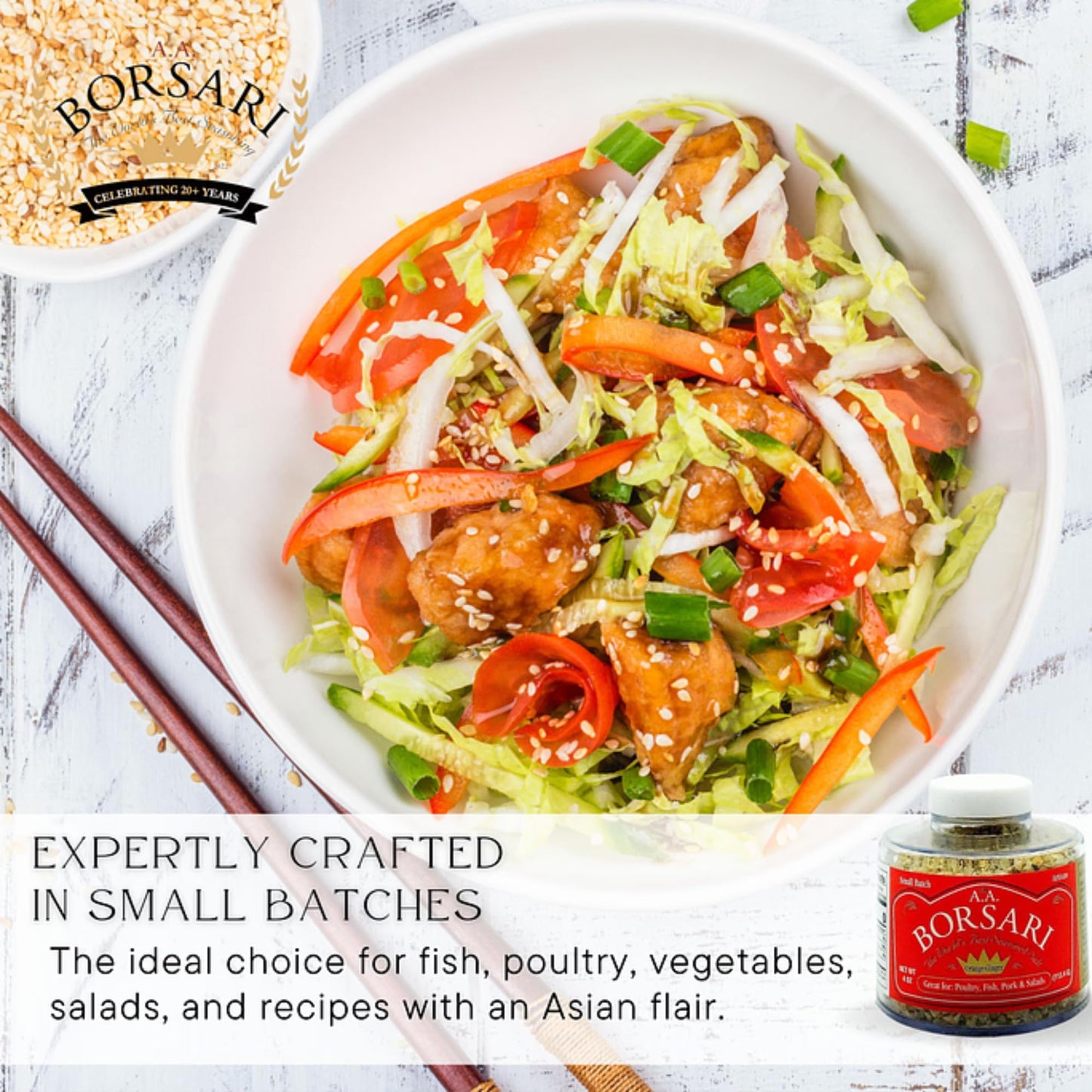 BORSARI Orange Ginger Seasoned Salt, Gourmet Multi-Purpose Seasoning, Gluten Free, 4 oz Shaker Bottle