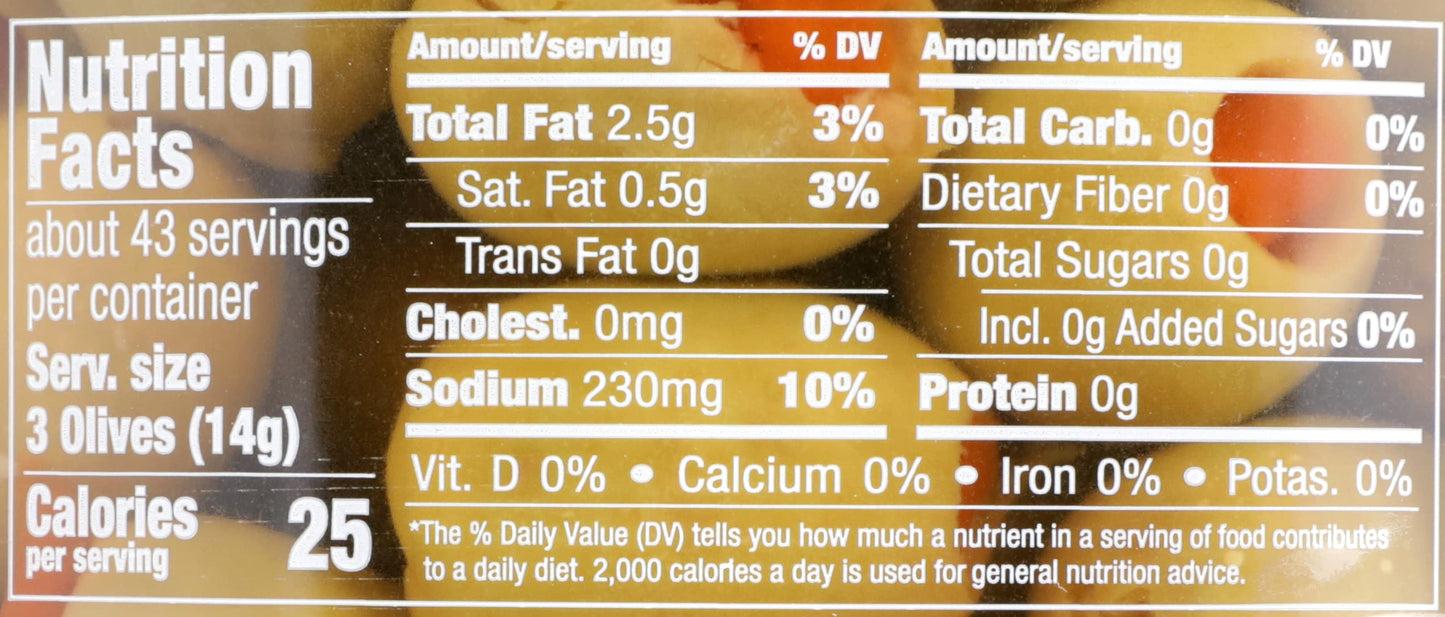 Mario Pimiento Stuffed Green Manzanilla Spanish Olives, 21 Ounce (Pack of 6)