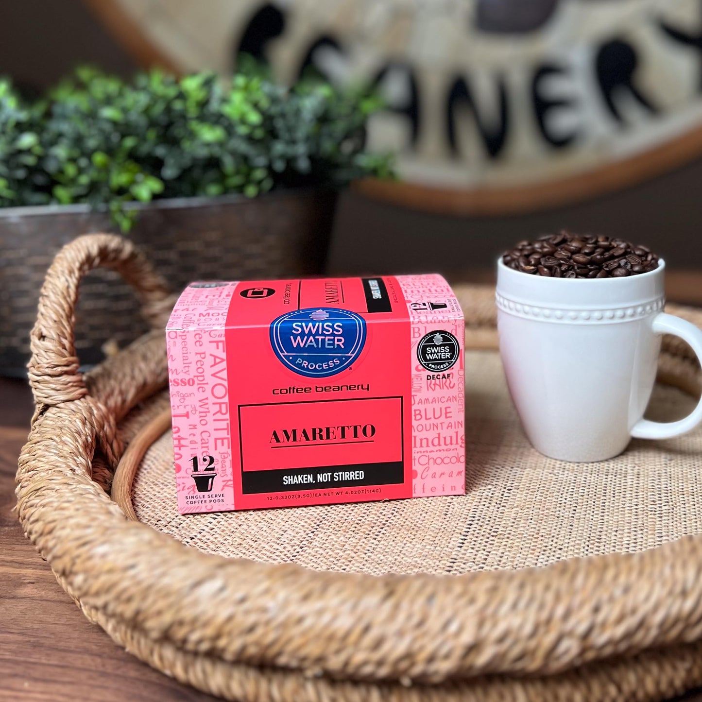 Coffee Beanery Amaretto Decaf Coffee Pods, Medium Roast, 12 Count, 1 Pack