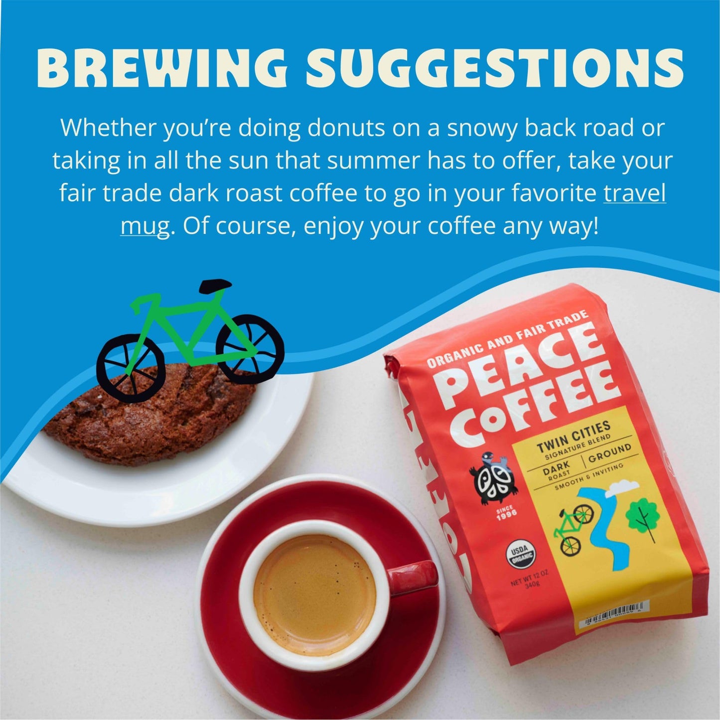 Peace Coffee Twin Cities Blend Dark Roast (Sumatra, Peru, Honduras Origins) Organic Fair Trade Coffee, Whole Bean 20 Oz. Bag