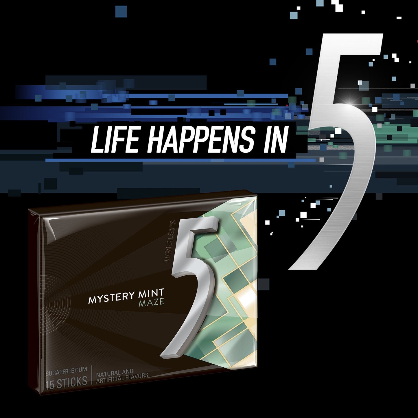 5 Gum Sweet Mint Sugarfree Gum, 15 Piece (10 Packs)