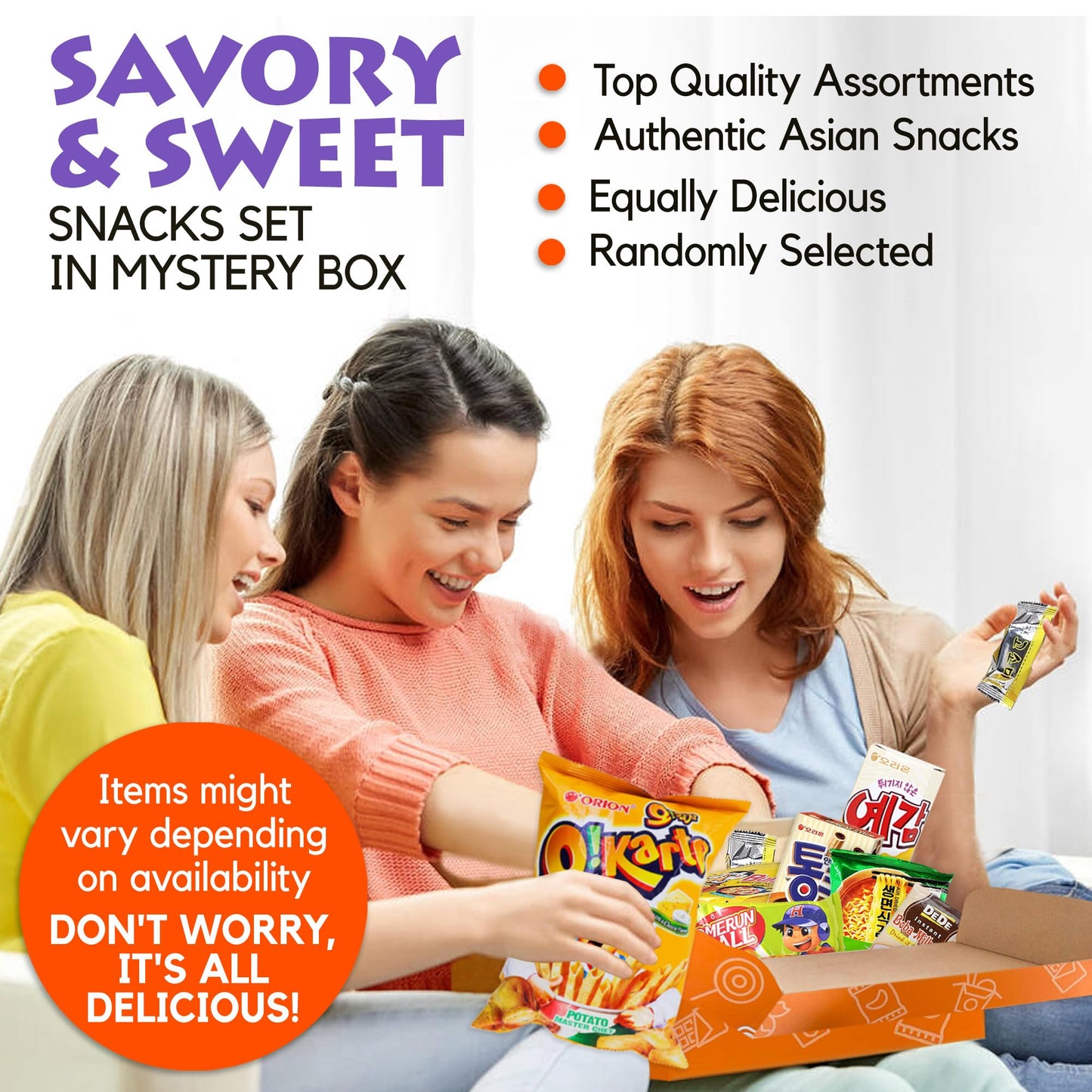 K-Munchies Asian Snacks Box - Variety Pack with Chips, Candy, Ramen - Family   with Free Chopsticks