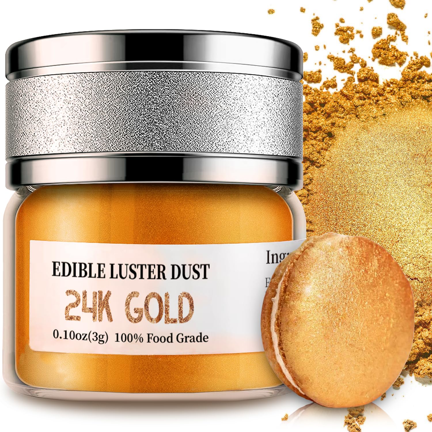 INOCERIS Luster Dust Edible, Food Grade Cake Dust Shimmer Powdered Flavorless Metallic Luster Dust Christmas Food Coloring Powde