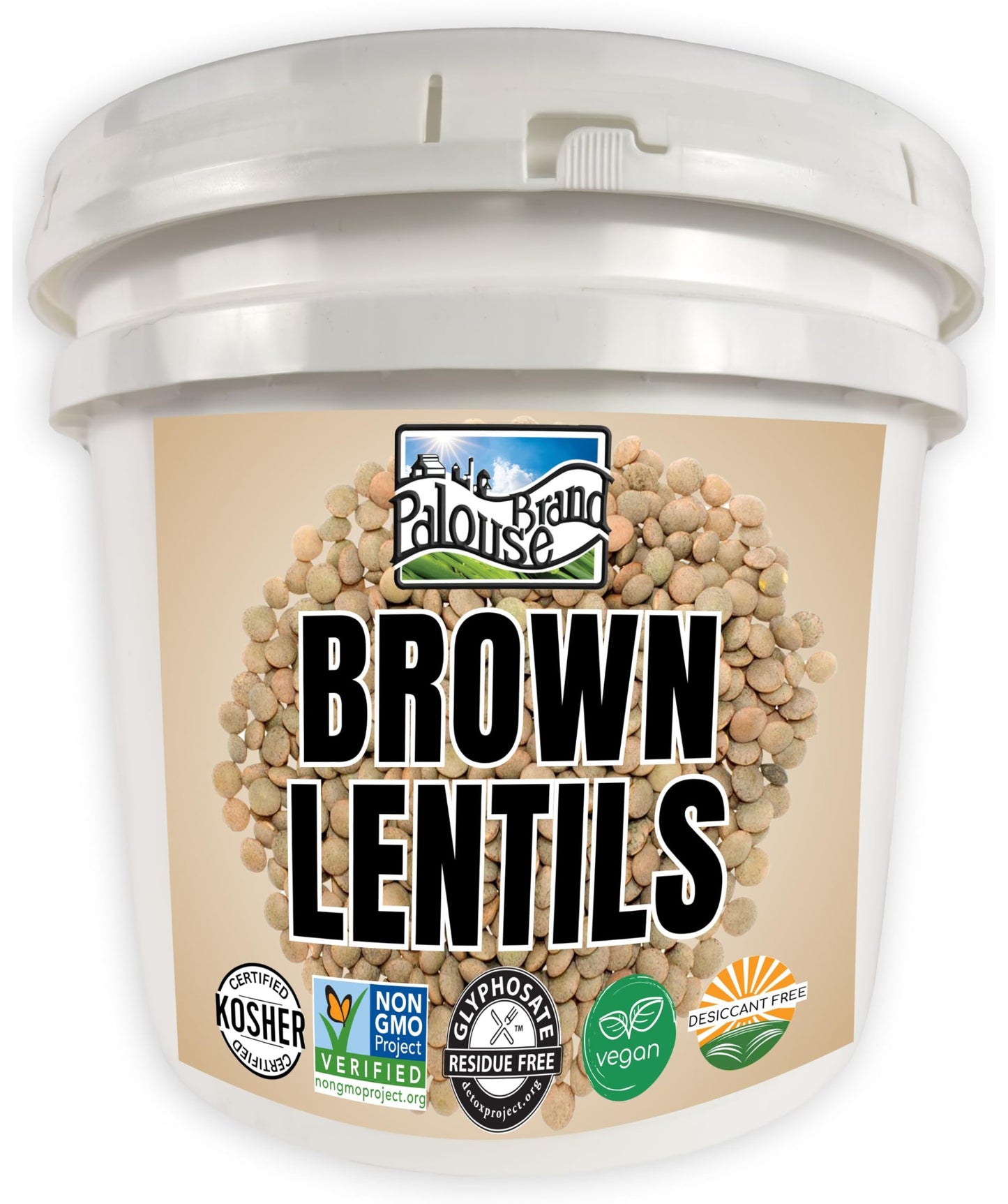 Certified Glyphosate Residue Free Brown Lentils | 25 LBS | Food Storage Bucket | Non-GMO | Grown on Our Family Farm | Bulk