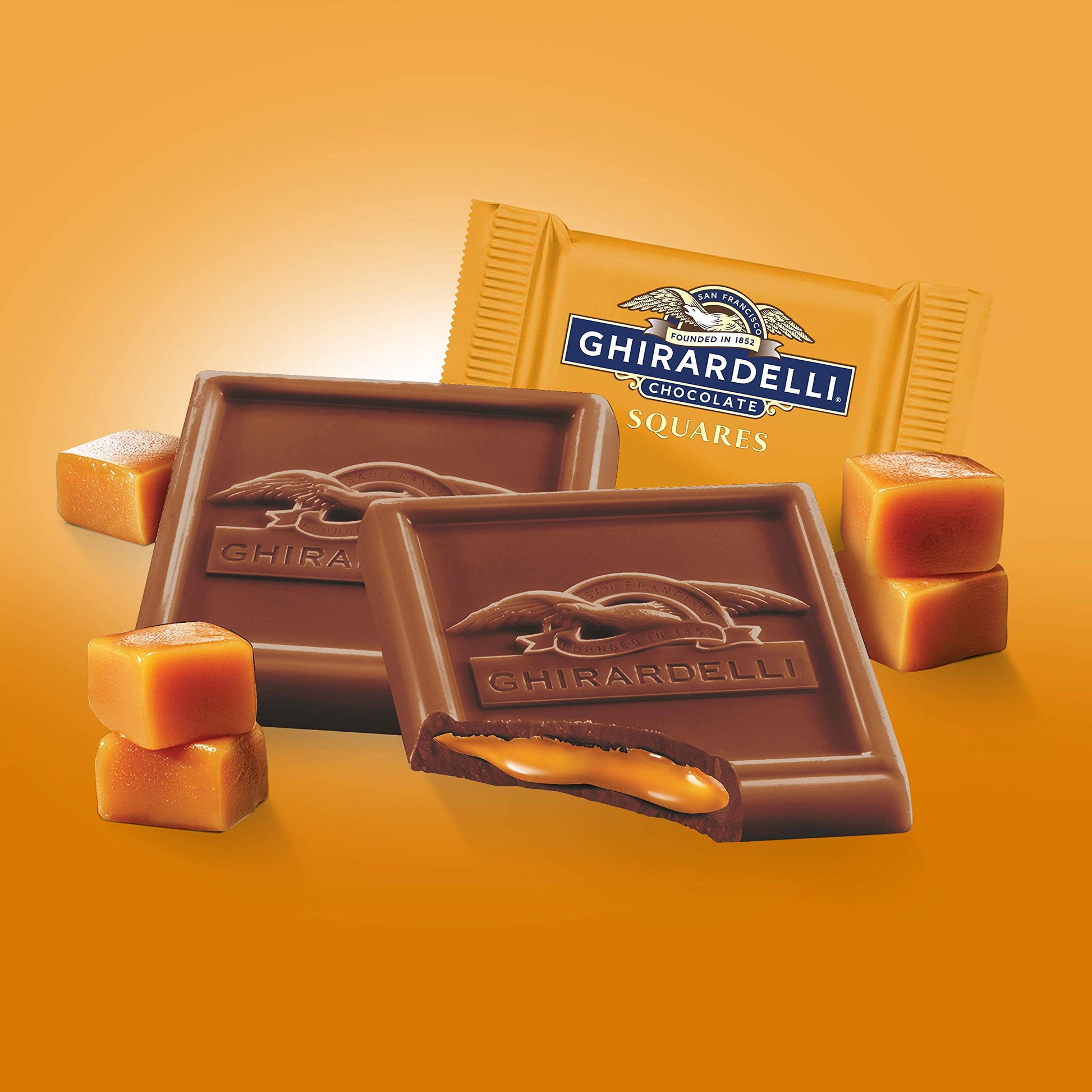 Ghirardelli Milk Chocolate Caramel Squares Case Pack (430 Ct) Top-Grade Individually Wrapped Milk Chocolate With Luscious Caramel