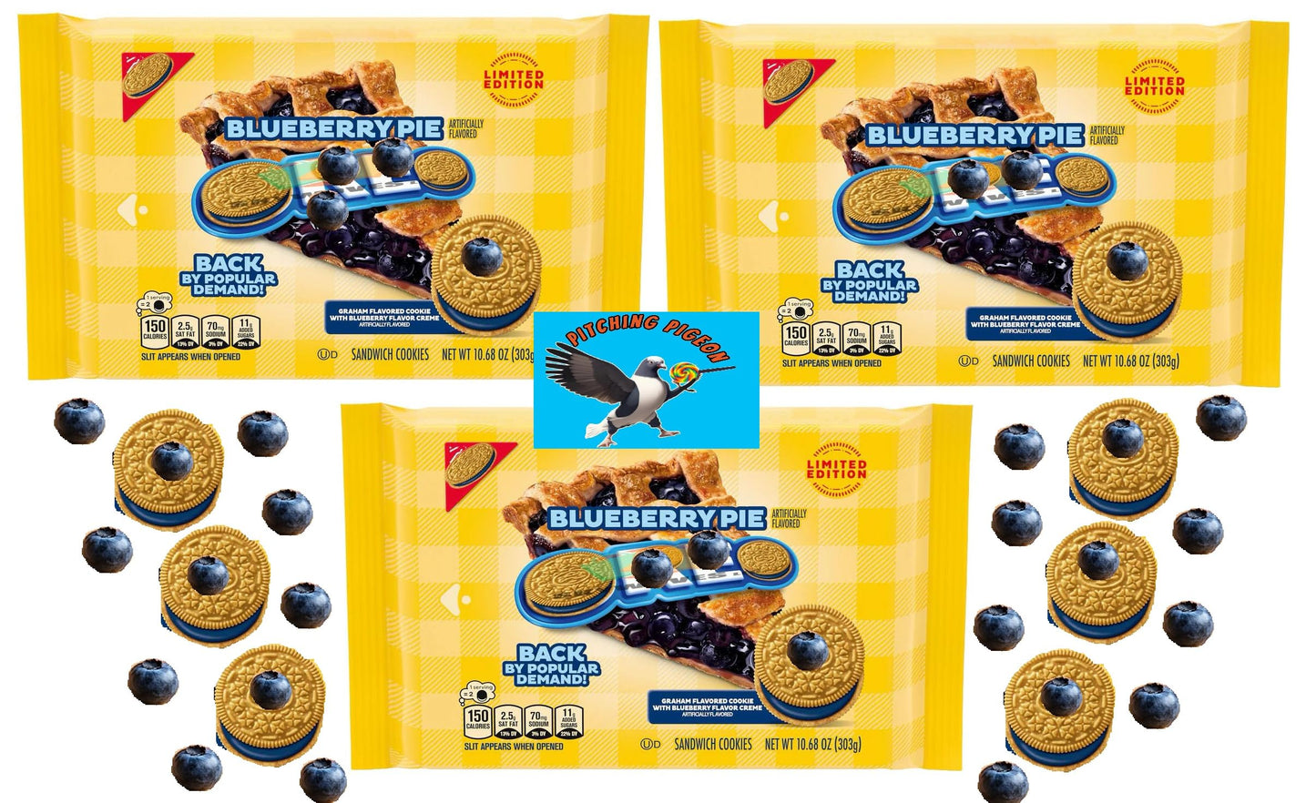 PITCHING PIGEON Blueberry Pie Cookies - Limited Edition Graham Cookies, 32.04oz, Small