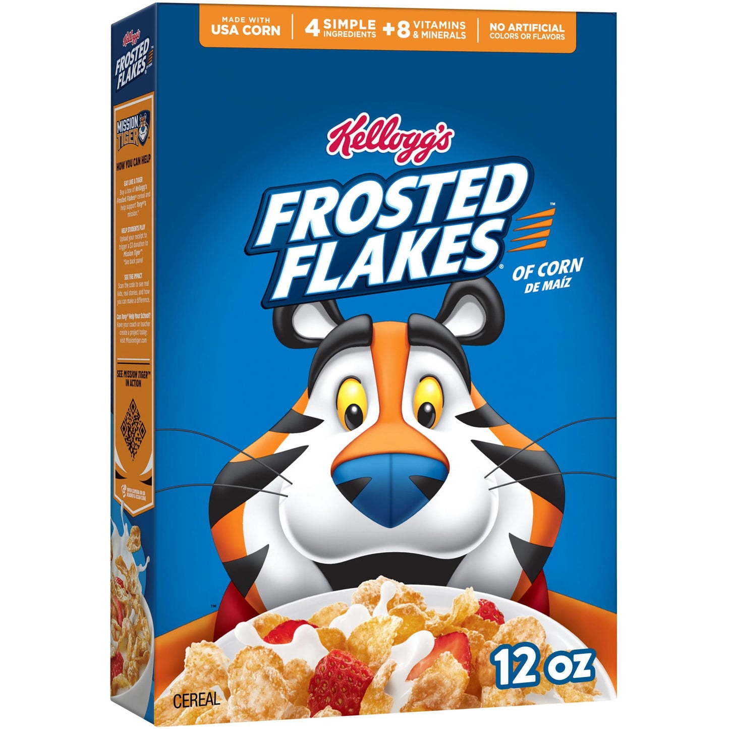 Kelloggs Frosted Flakes Breakfast Cereal, Fat Free, 12 oz