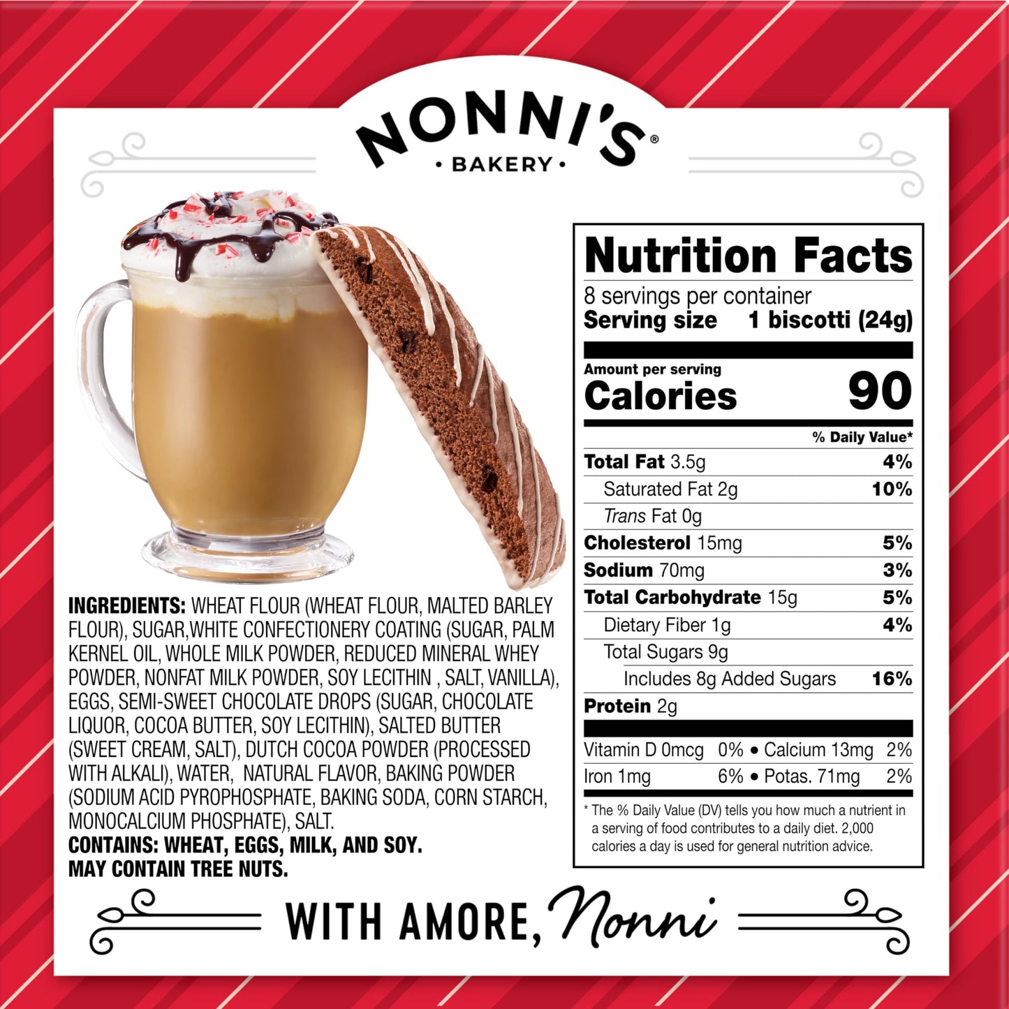 Nonnis Holiday Italian Biscotti Cookies - 3 Boxes Christmas Cookies - Dark Chocolate Peppermint Cookies, Gingerbread Cookies &