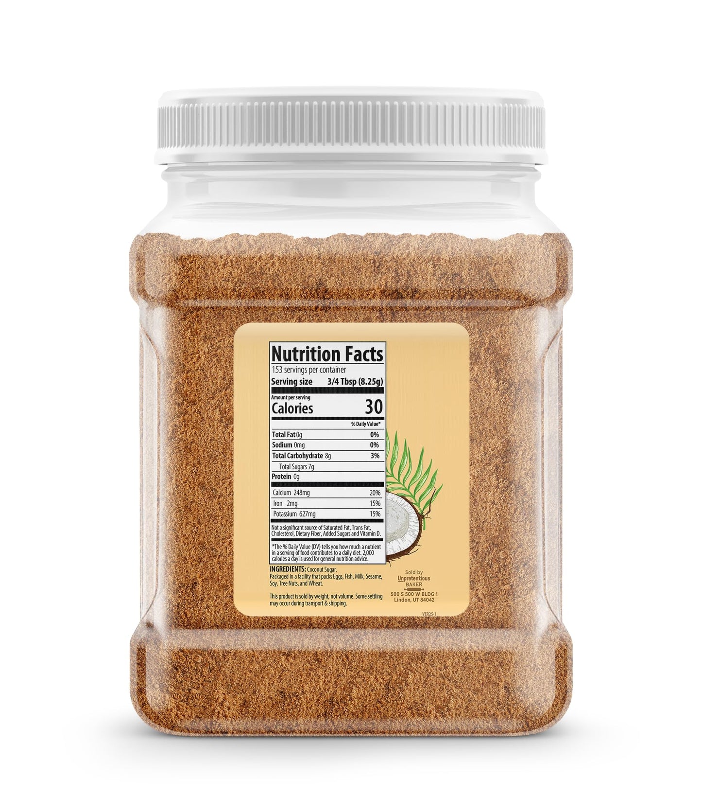 Unpretentious Coconut Sugar, 2.8 Pounds, Non-GMO, Sweet & Nutty, Rich Natural Sweetener