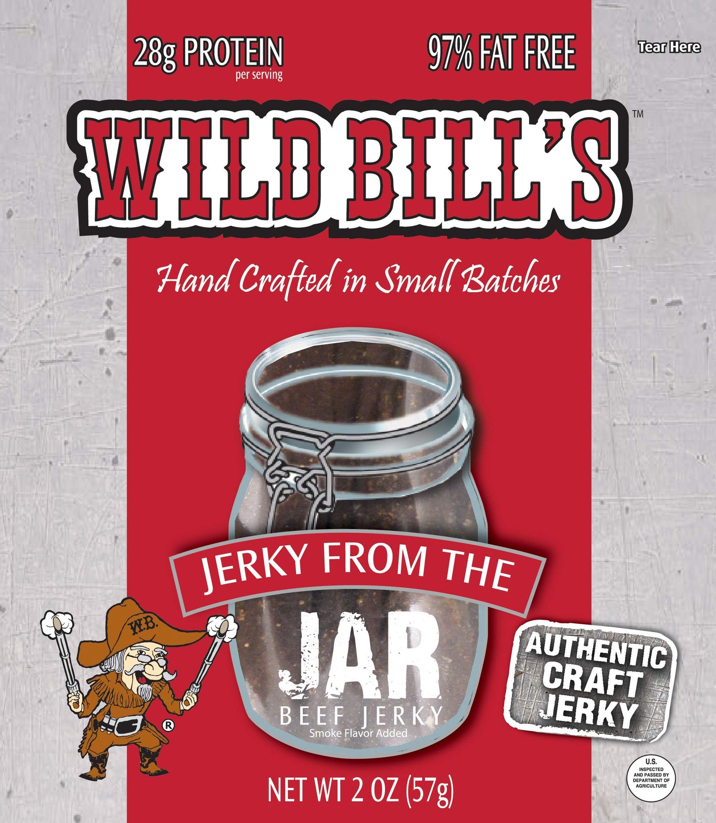 Wild Bills Hickory Smoked Beef Jerky, 2 Ounce Pack (3 Count), 6 Ounce Total