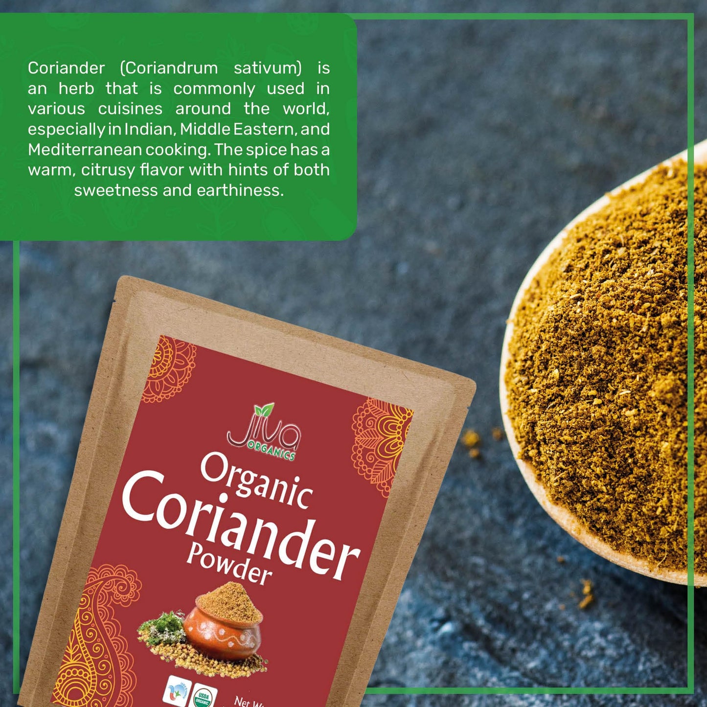 Jiva Organics Organic Ground Coriander Powder - Non-Gmo, Pure - Dhania, Coriander Seeds Ground (1.5 Pound Bag)