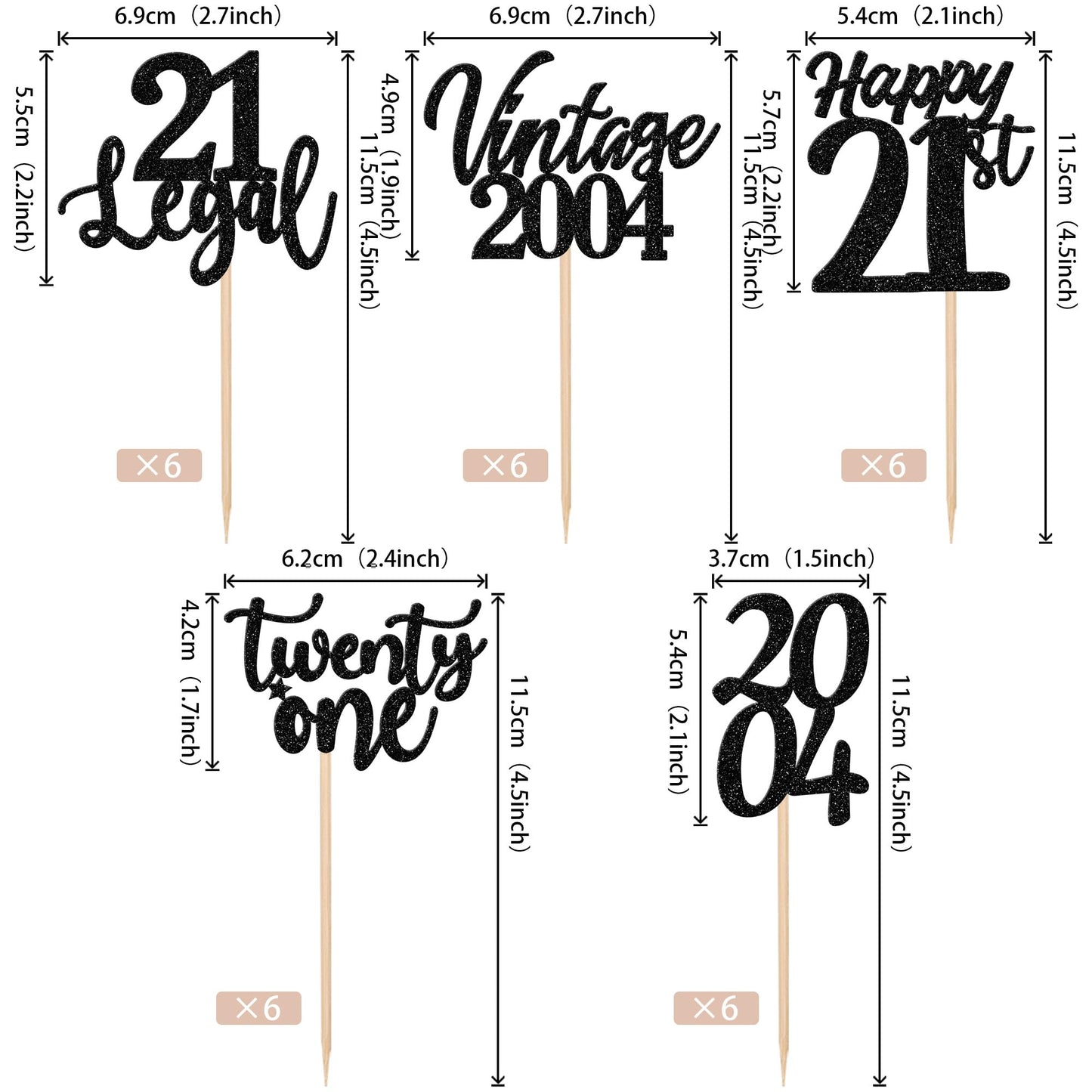 30Pcs Happy 21St Birthday Cupcake Toppers Cheers To 21 Vintage 2004 Cupcake Picks Hello 21 Twenty One 21St Birthday Decorations