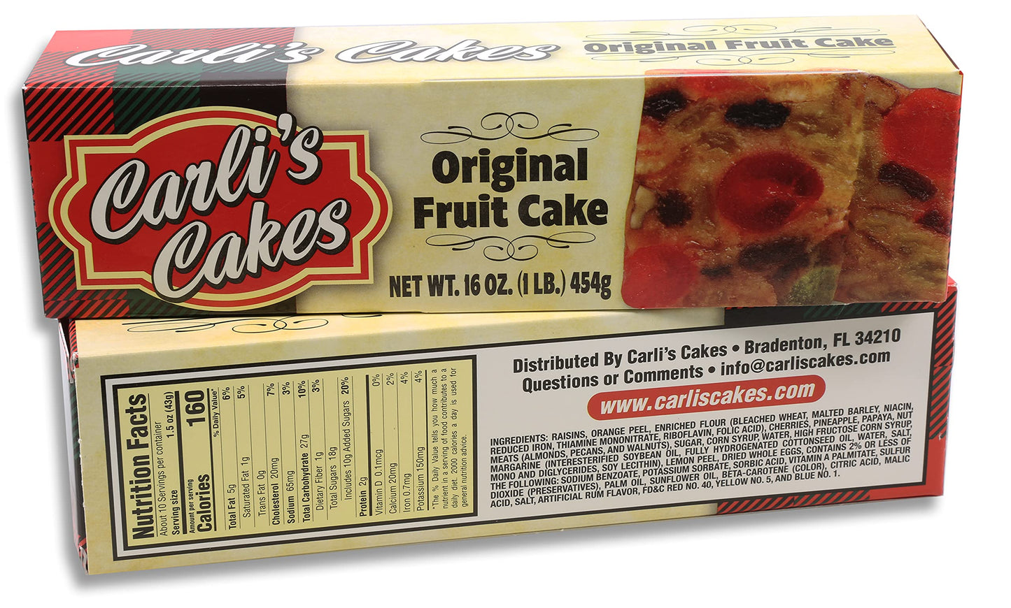 Carlis Cakes Fruitcake - Finest Fruits and Nuts - Individually Wrapped - 3-Pack of 16 Ounce Cakes