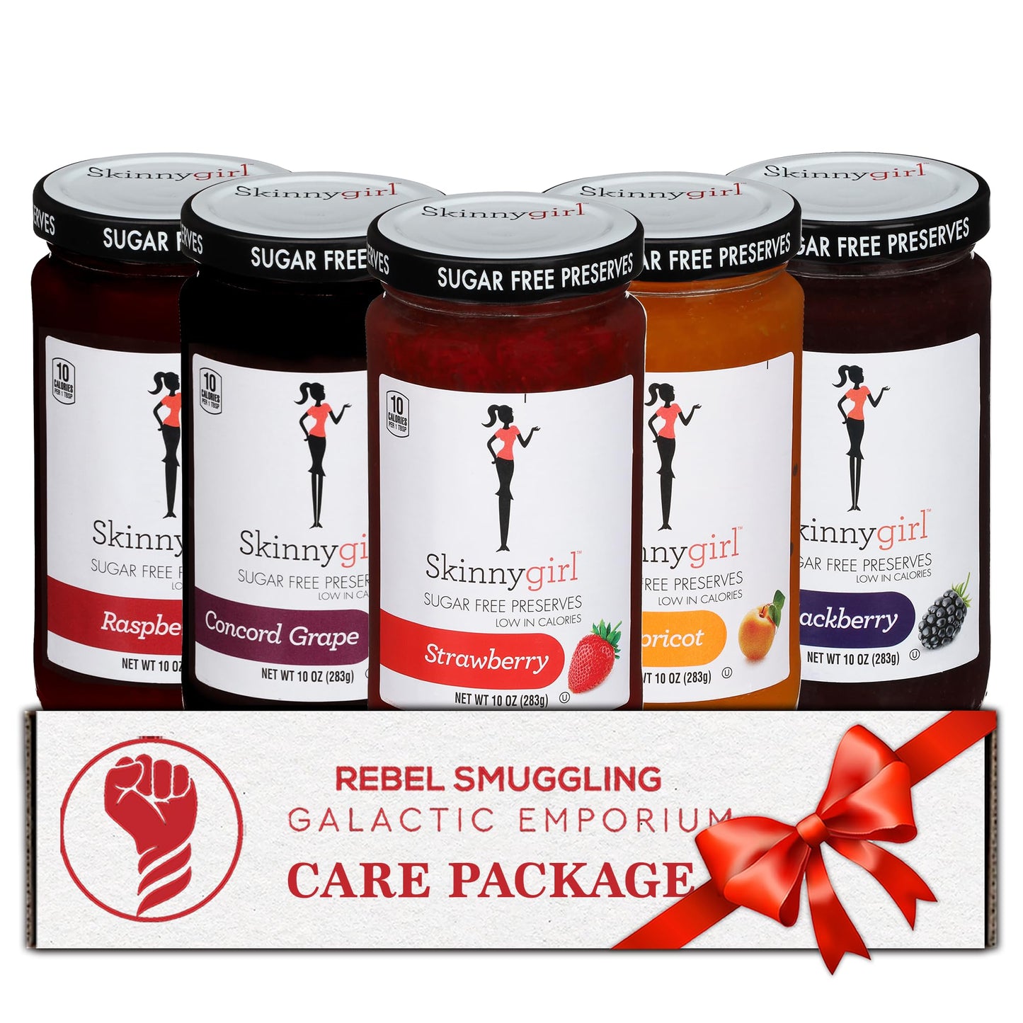 Rebel Smuggling Galactic Emporium Sugar Free Preserves and Jams Variety Pack, 5 Flavors, 10 oz Care Package Gift Basket
