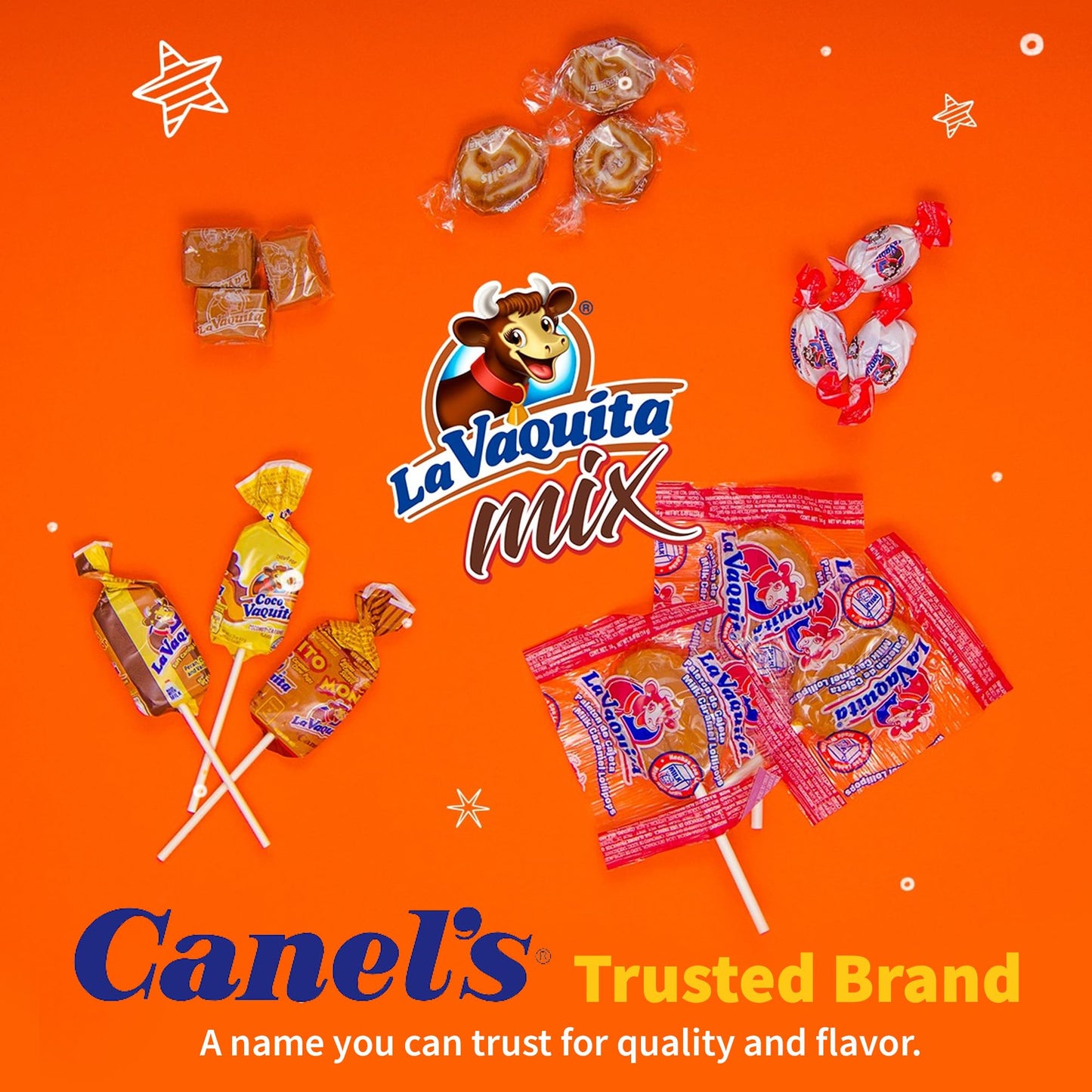Canels La Vaquita Mix Bag - Assorted Candy Mix of Caramels, Coconut, Chocolate, and Pecan Soft and Hard Candy, 2.0 lb
