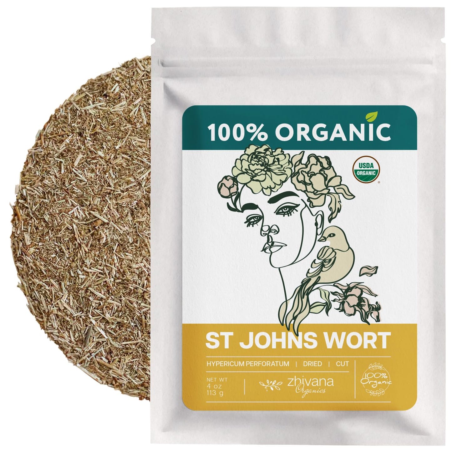 Organic St Johns Wort Herb (4 oz.) - 100% Pure Dried Saint Johns Wort Tea - Te de Hierba de San Juan Organica
