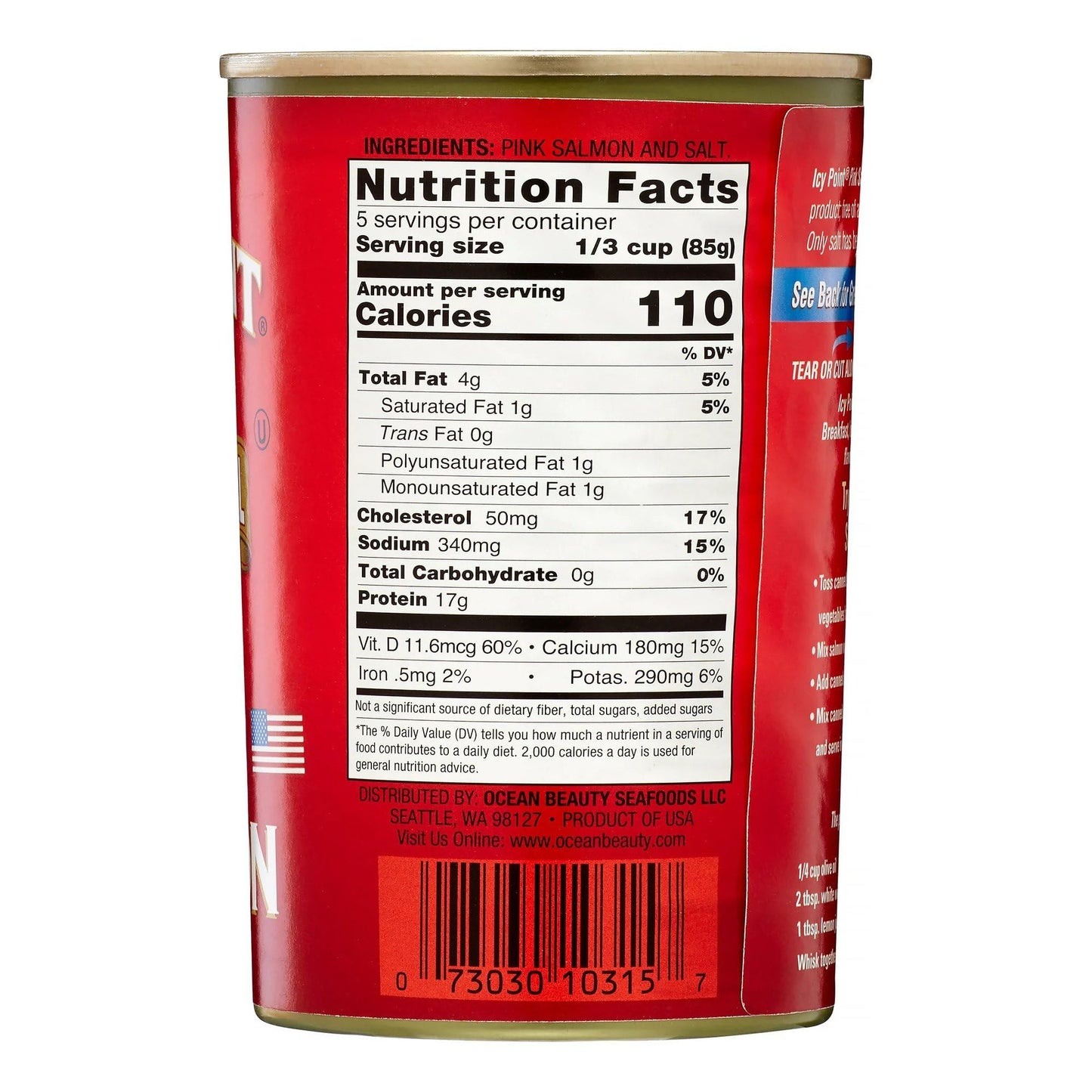 PONLEE Icy Point Alaska Pink Salmon, 14.75 oz Cans, Pack of 8 - Premium Wild-Caught Seafood, Rich in Omega-3, Convenient Protein Source