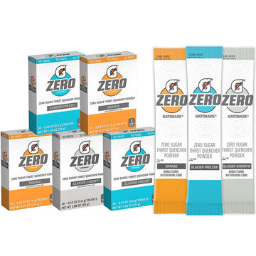 Gatorade G Zero Powder, Glacier Cherry Variety Pack, 0.10Oz Individual Packets - 10 Count (Pack Of 5)