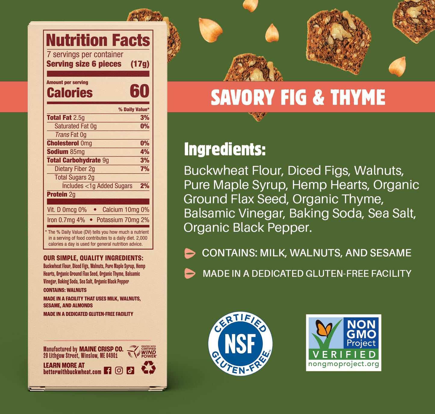 Maine Crisp - Crisps Savory Fig Thyme - Case Of 10-4 Oz