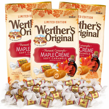 Maple Creme Soft Caramels  Bulk Individually Wrapped Fall Candies  7.4 Ounces Each (Pack of 3)