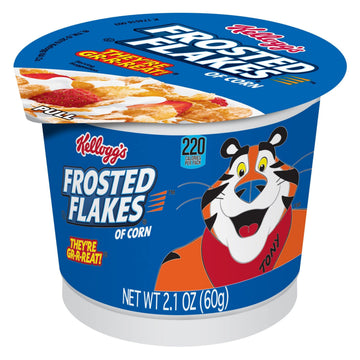Frosted Flakes Breakfast Cereal Cups, Good Source of 8 Vitamins, 2.1 Ounce (Pack of 60), Model 3800006357