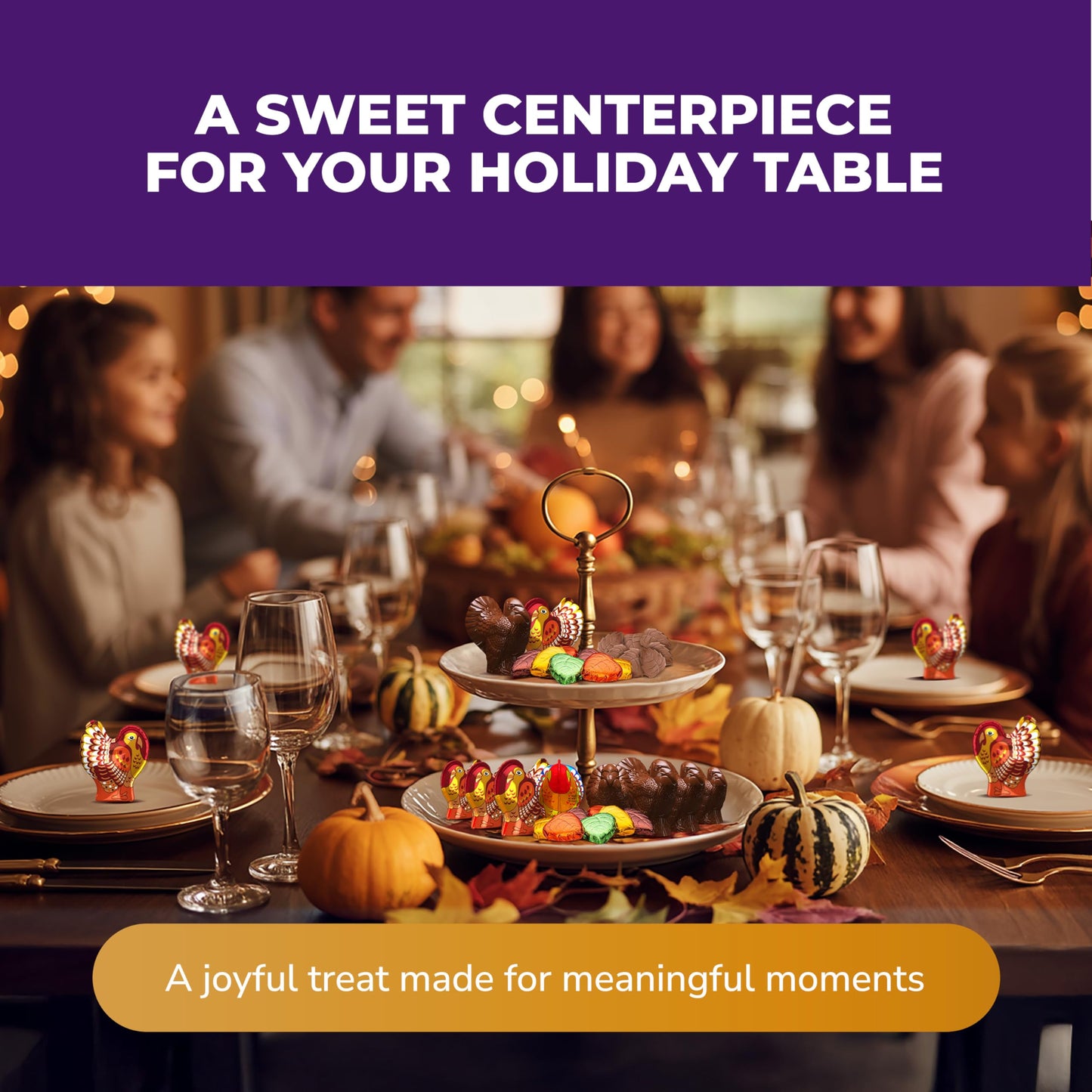Madelaine Dark Chocolate Turkey Candy - 1 oz Foil-Wrapped Thanksgiving Chocolates - Rich Fall Holiday  & D?cor - 4 Pack Individually Wrapped Turkeys