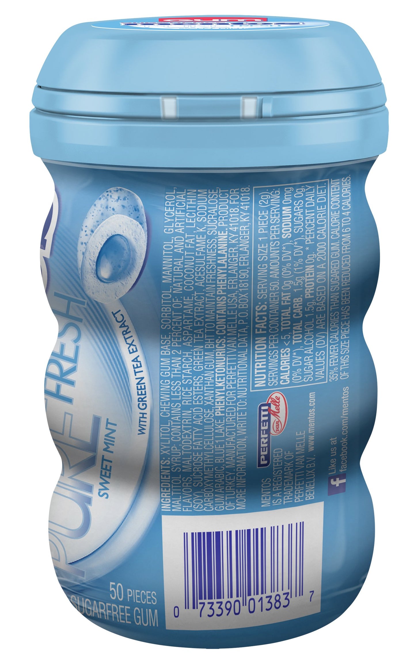 Mentos Pure Fresh Sugar-Free Chewing Gum With Xylitol, Sweet Mint, 50 Piece Bottle (Pack Of 6)