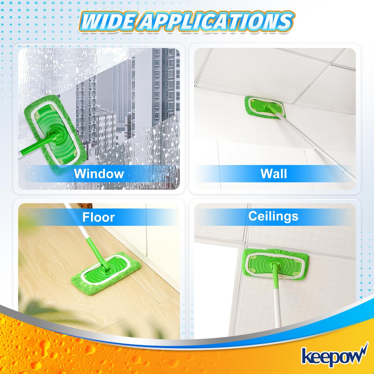 Keepow Reusable Wet Pads Refills Compatible With Swiffer Sweeper Mop, Dry Sweeping Cloths, Microfiber Wet Mopping Cloths For Har