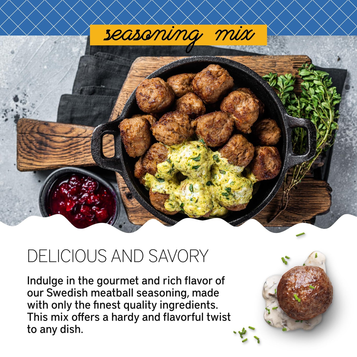 Southern Living Swedish Meatball Seasoning Mix, Seasoning & Sauce Spice for Meatballs, Burgers, Meatloaf, Grilling, BBQ, Chili,